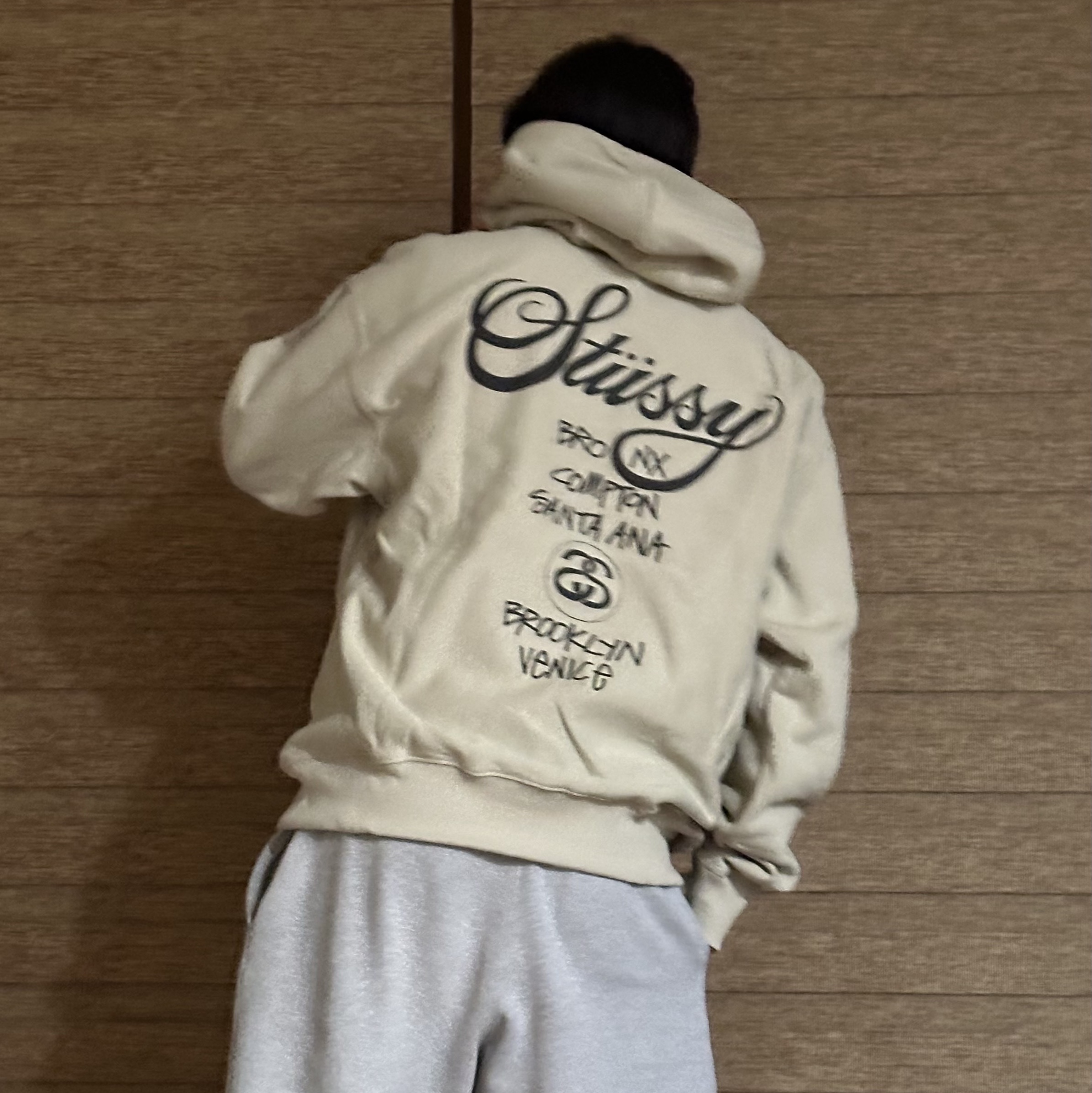 Stussy World Tour Hoodie Khaki 2023 착용 스타일