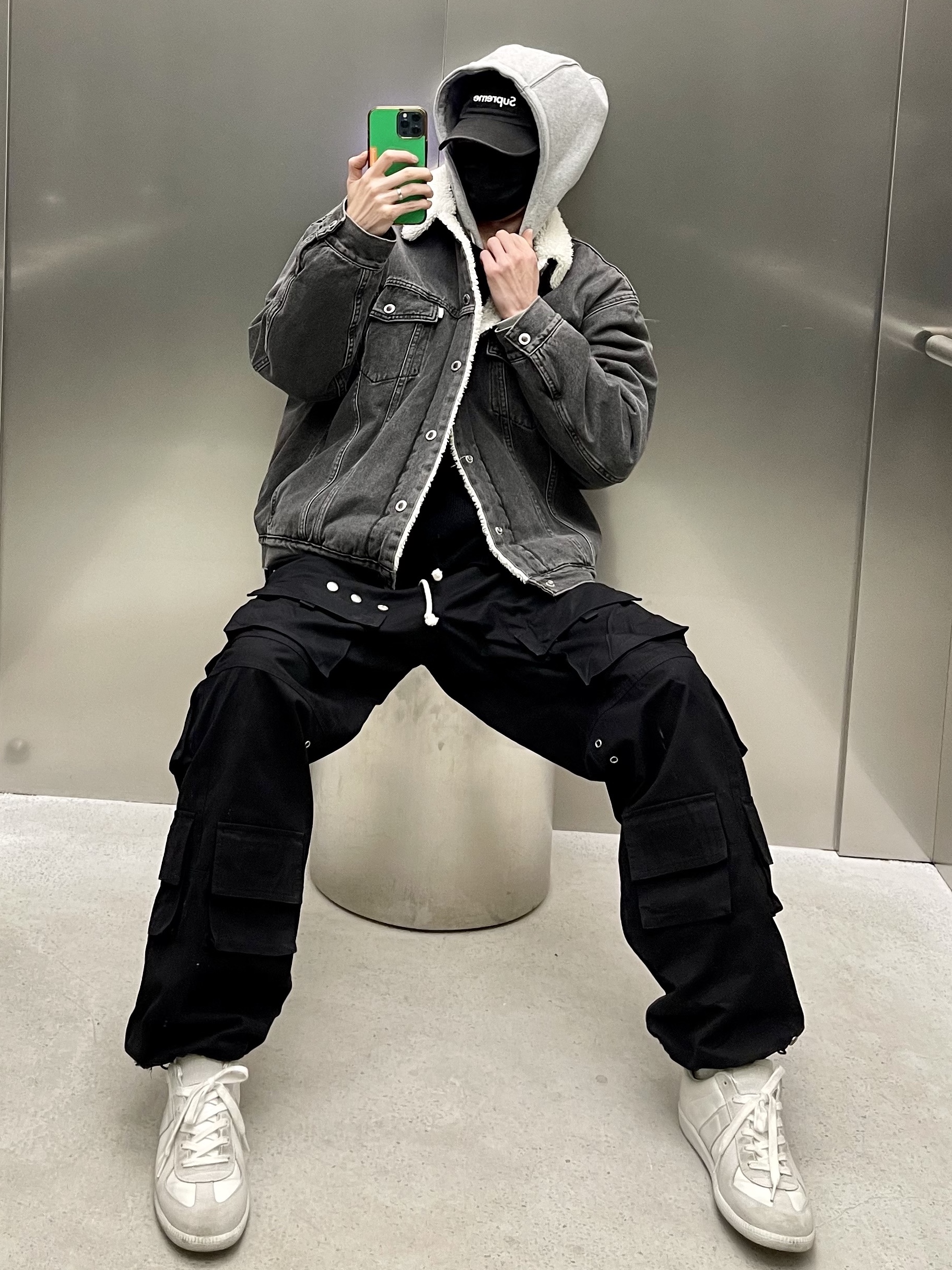Maison Margiela Calfskin Replica Sneakers White, Nike NRG Solo Swoosh Fleece Hoodie Dark Grey Heather - Asia 착용 스타일 - 6