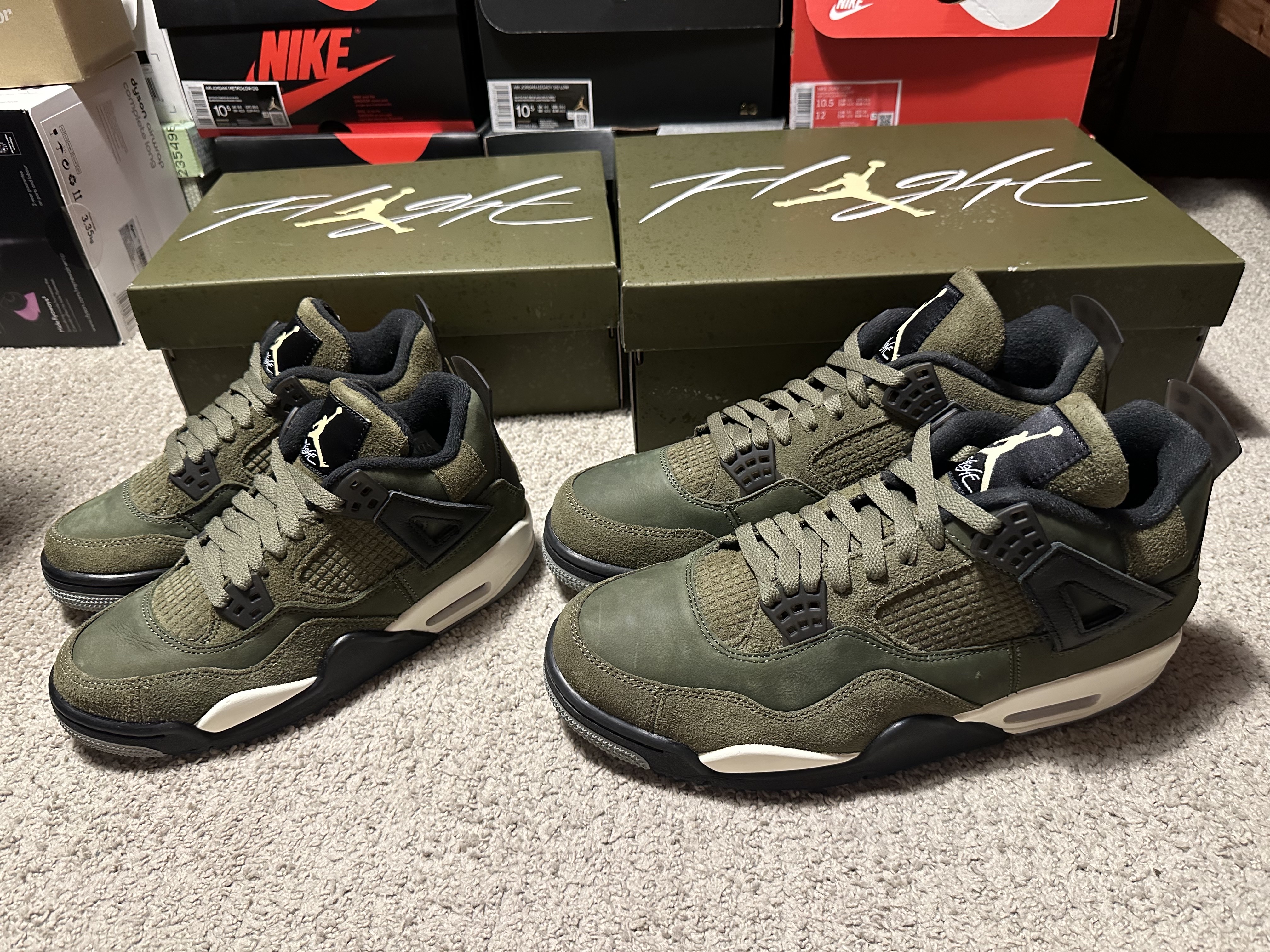 Jordan 4 Retro SE Craft Medium Olive, (GS) Jordan 4 Retro SE Craft Medium Olive 착용 스타일 - 1