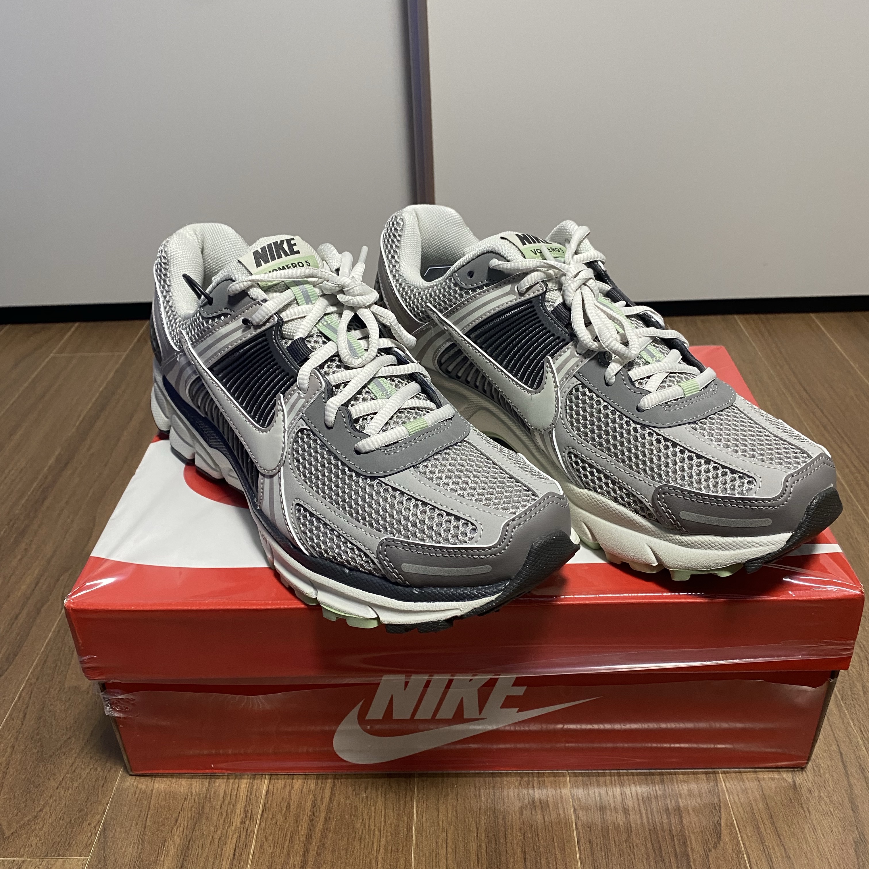 (W) Nike Zoom Vomero 5 Cobblestone and Flat Pewter 착용 스타일