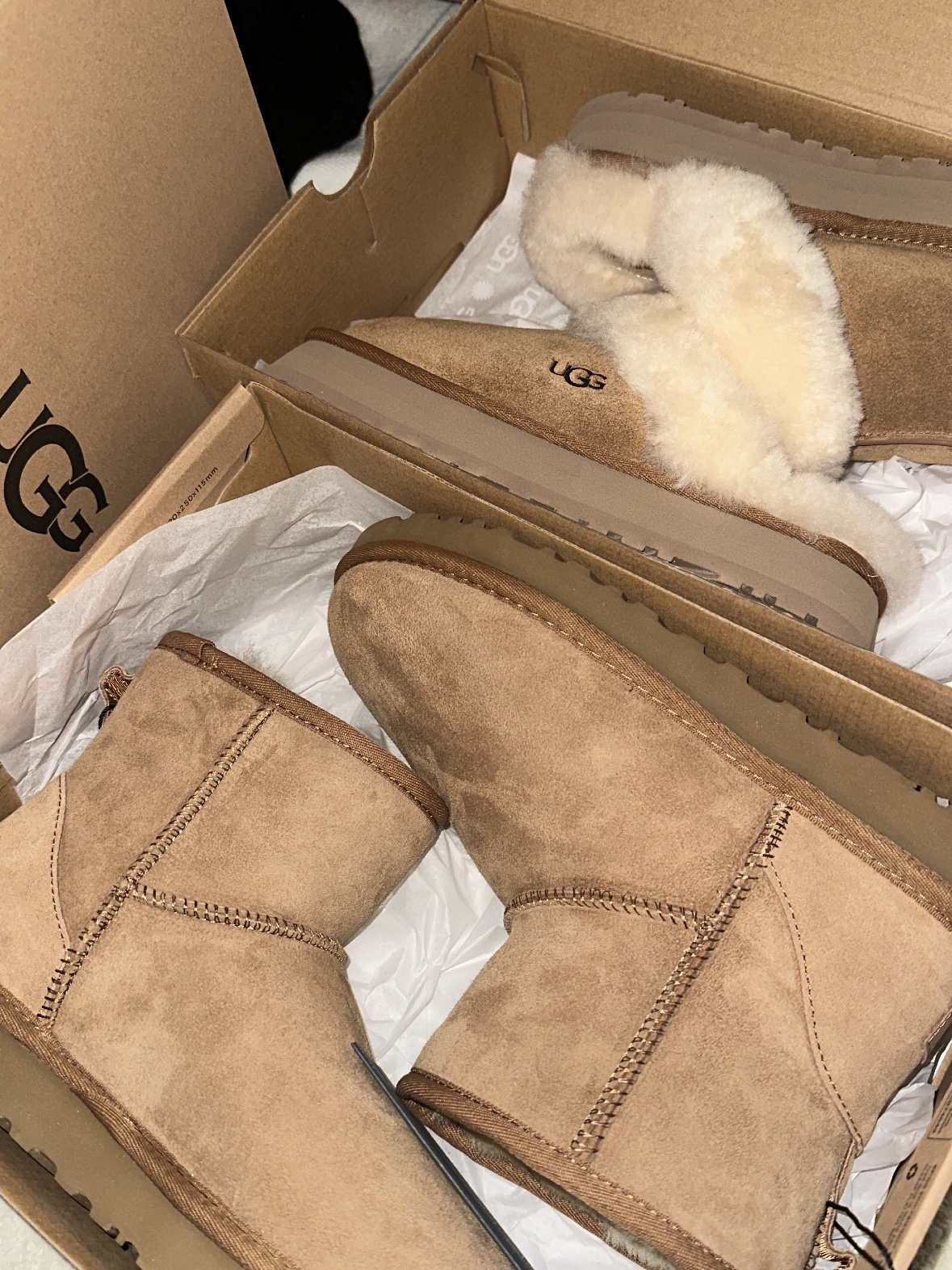 (W) UGG Disquette Slipper Chestnut, (W) UGG Classic Mini II Boots Chestnut 착용 스타일 - 2