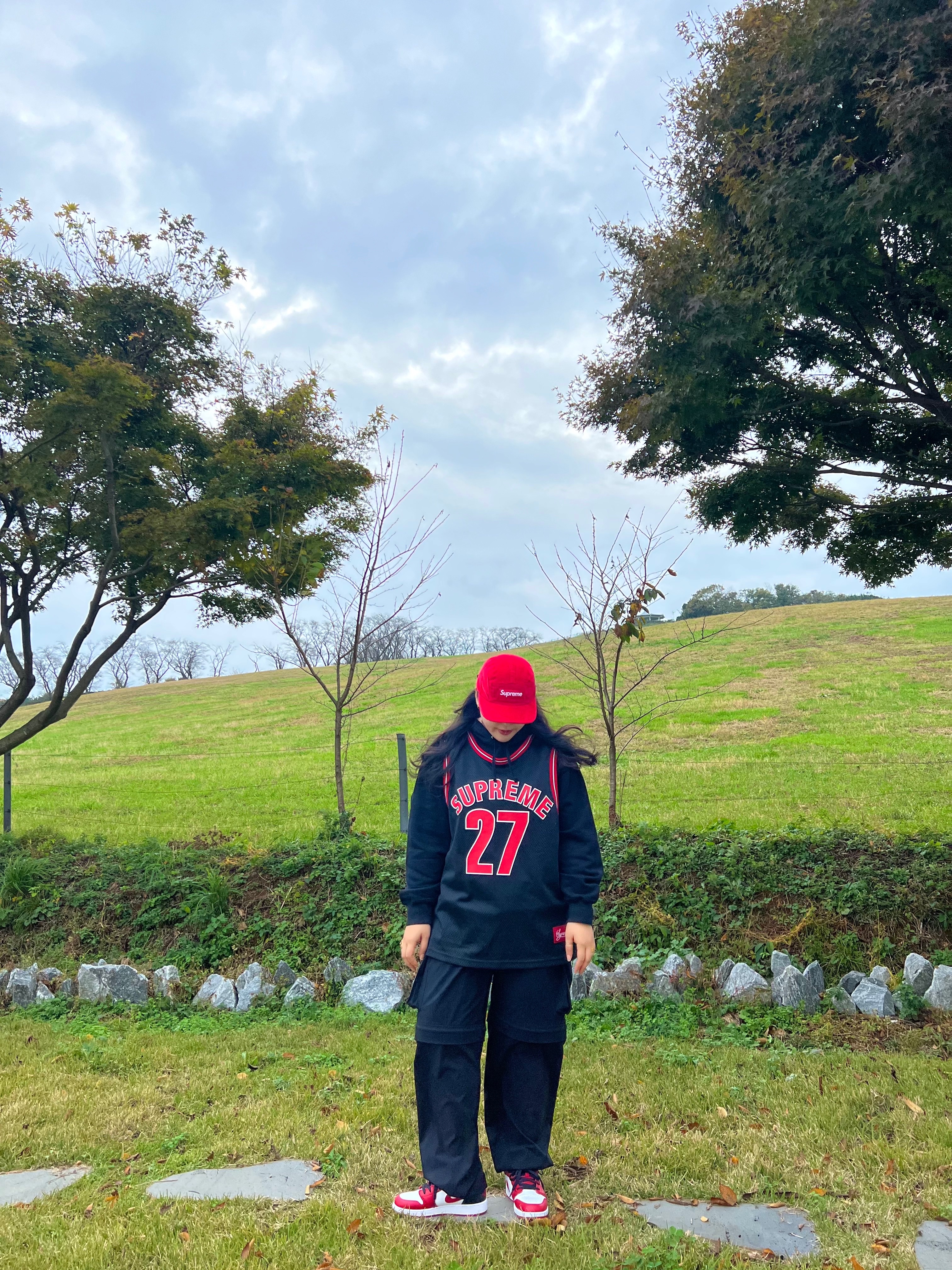 Supreme Basketball Jersey Hooded Sweatshirt Black - 21SS, (W) Jordan 1 Low White Gym Red 착용 스타일 - 1