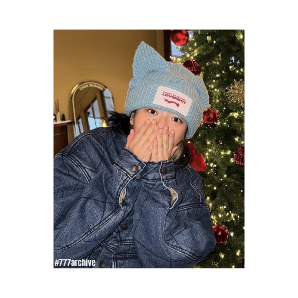 Charles Jeffrey Loverboy Chunky Ears Beanie Blue 착용 스타일 - 1
