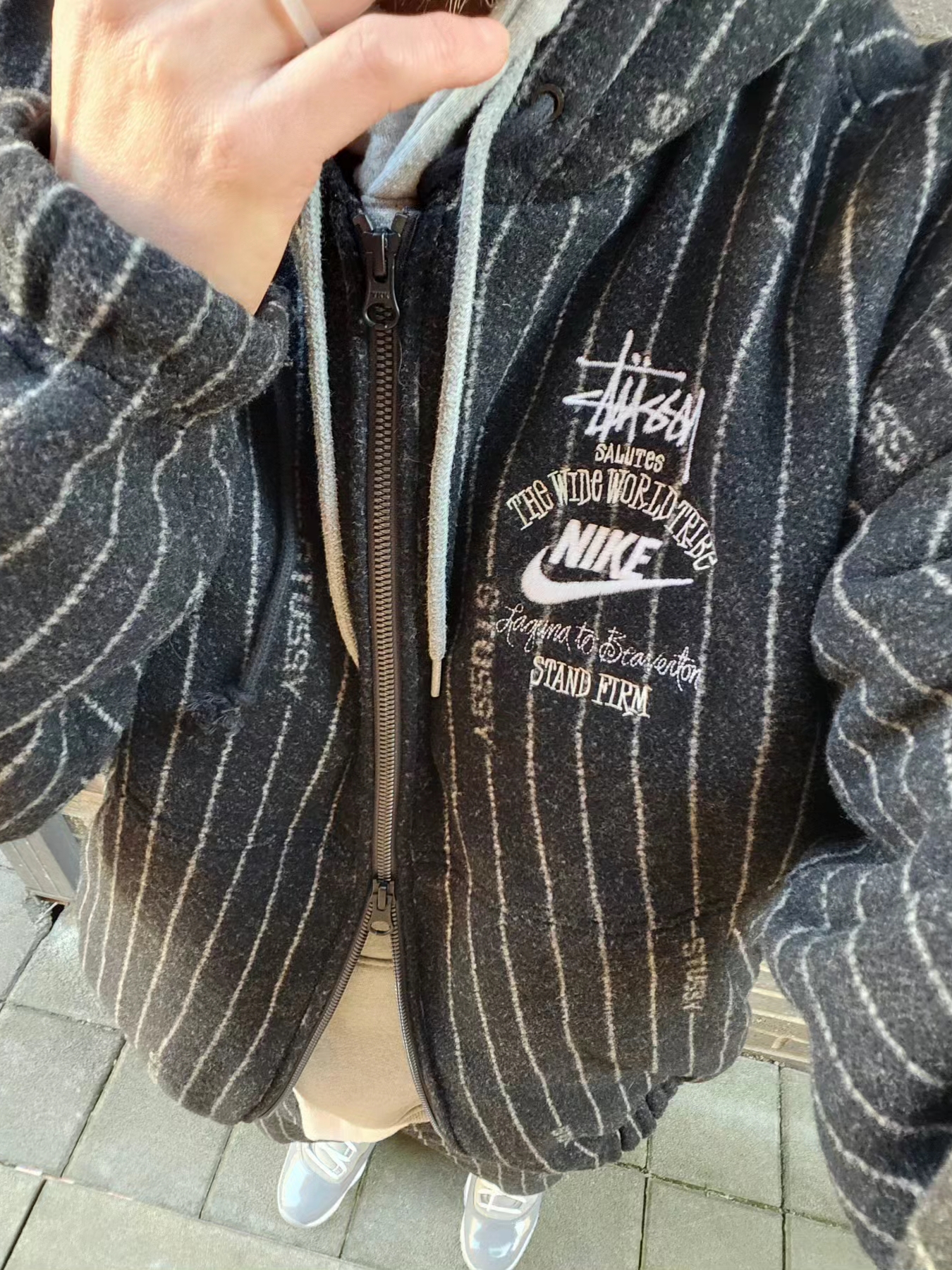 Nike x Stussy NRG Striped Wool Jacket Black (DR4023-010), Nike x Stussy NRG Striped Wool Pants Black (DR4021-010) 착용 스타일 - 3