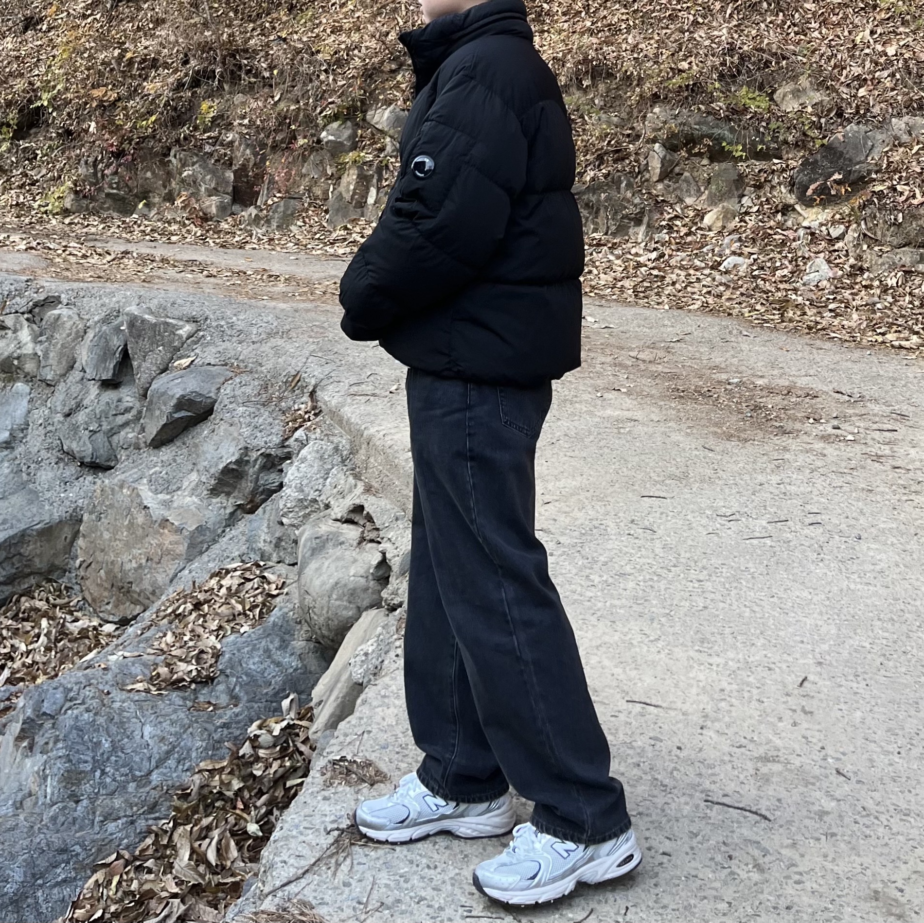 C.P. Company Eco-Chrome R Mixed Down Jacket Black - 23FW, New Balance 530 Steel Grey 착용 스타일