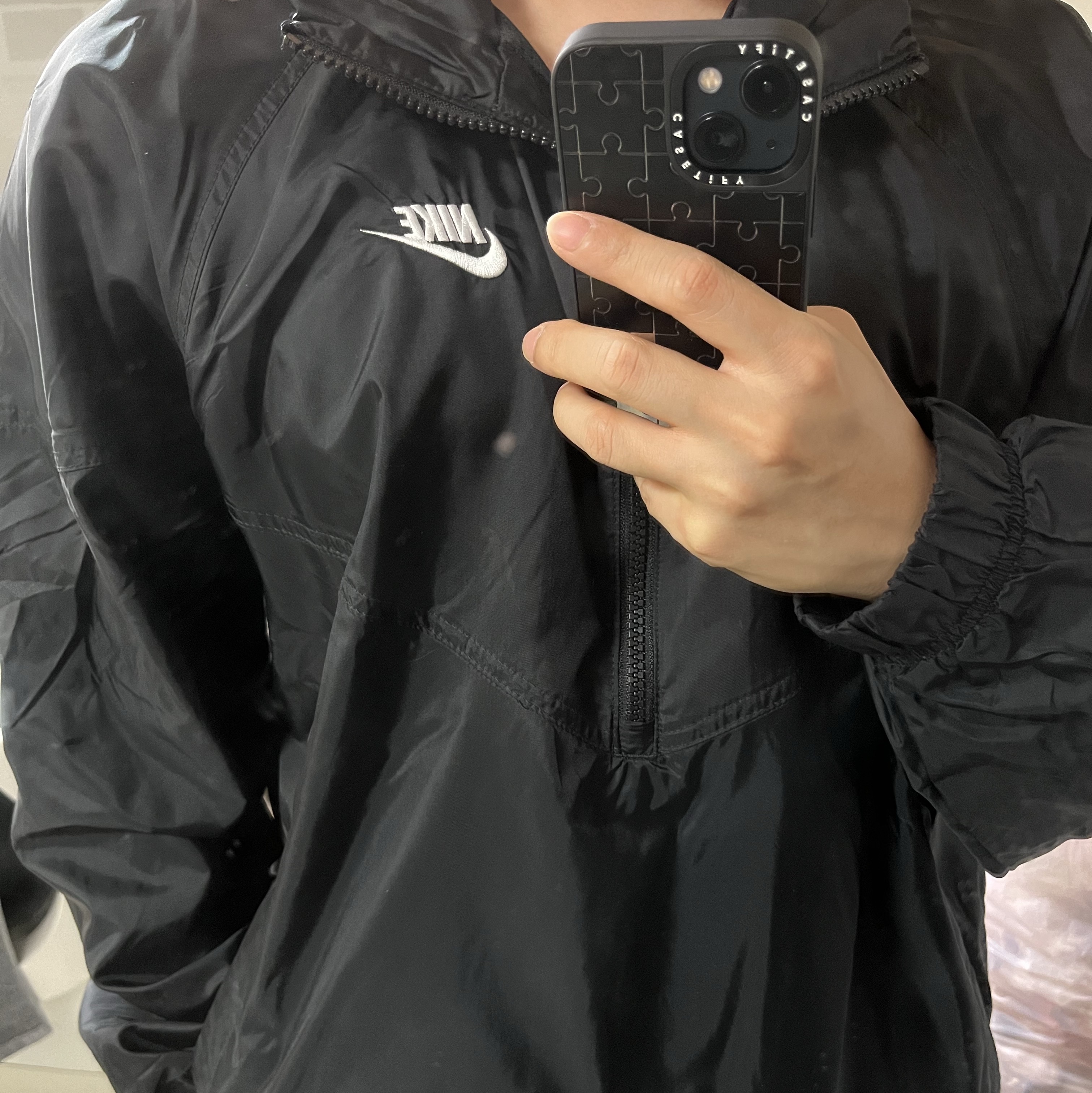 Nike NSW Unlined Woven Windrunner Anorak Jacket Black - Asia 착용 스타일