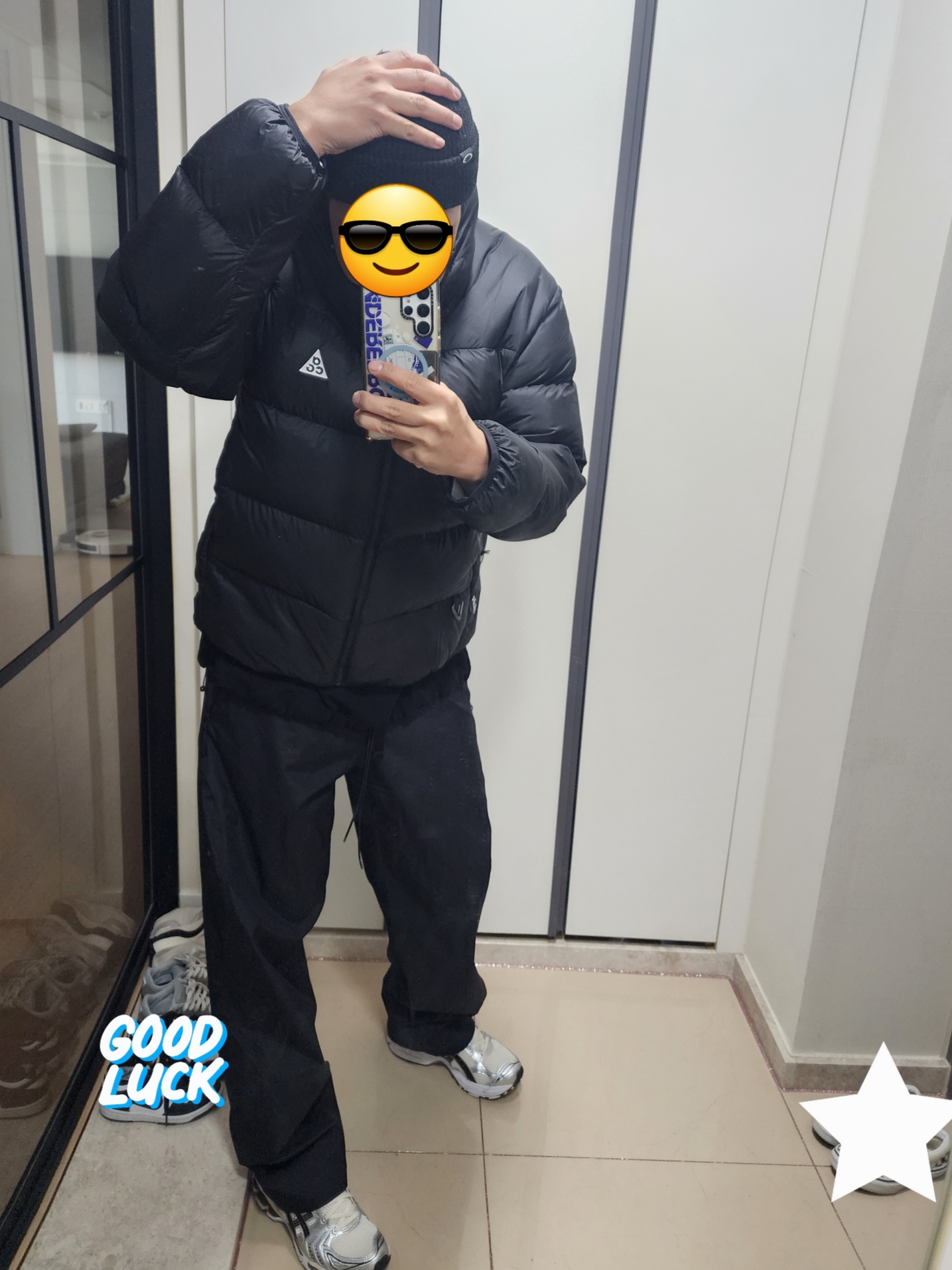 Nike ACG Therma-Fit ADV Lunar Lake Puffer Jacket Black - Asia, Asics Gel-Kayano 14 Cream Black 착용 스타일 - 1