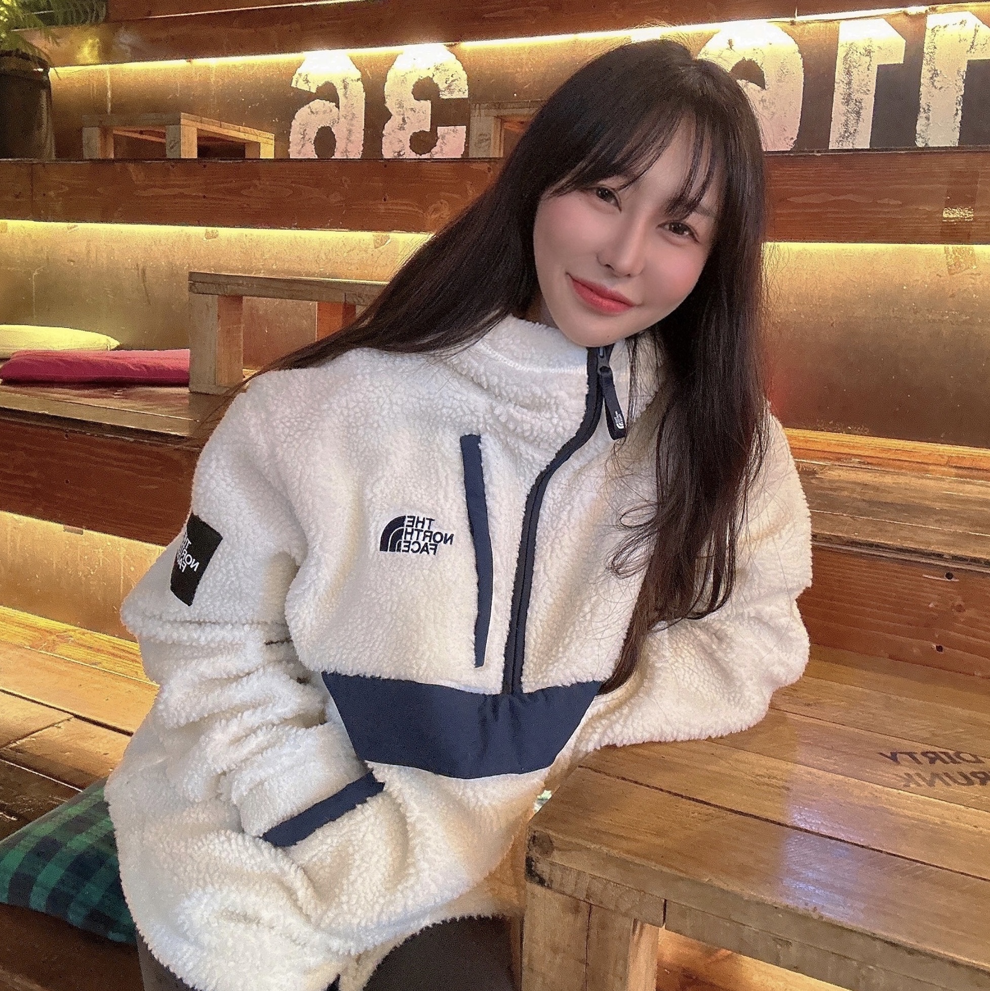 The North Face Rimo Fleece Anorak S Ivory 착용 스타일 - 2