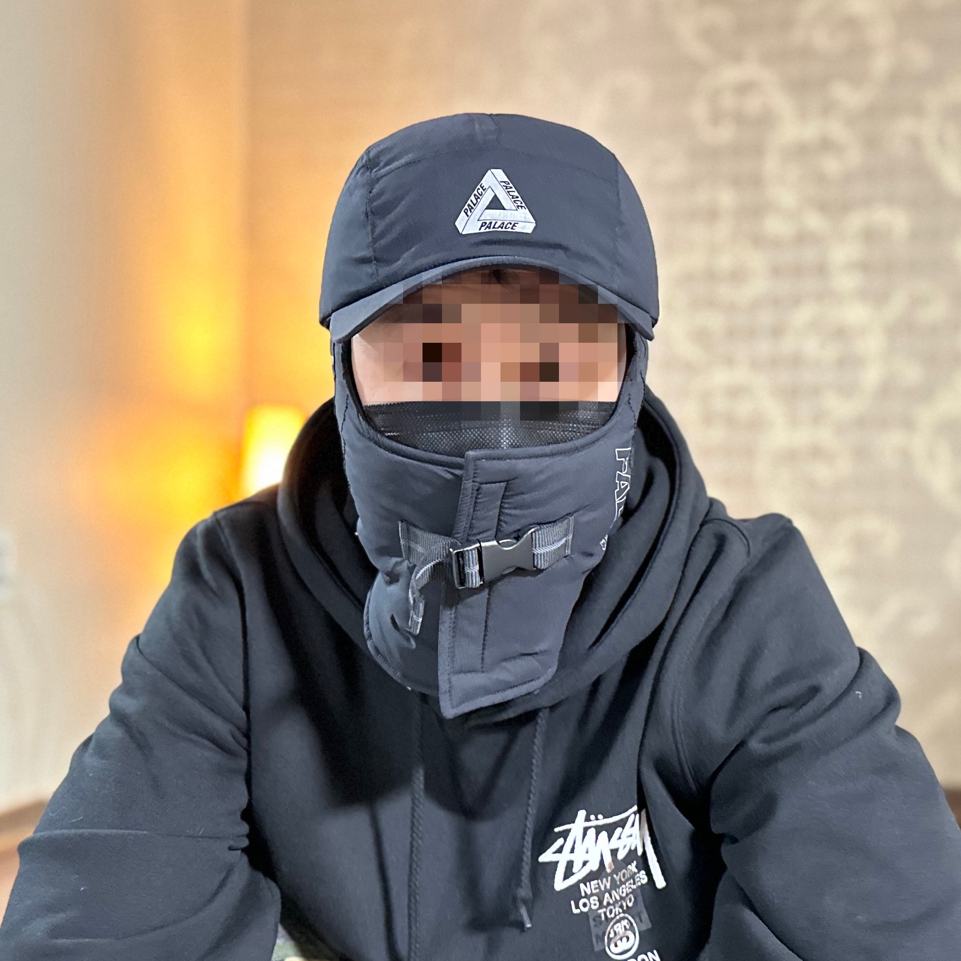 Palace Pertex Mask Cap Black - 23FW 착용 스타일 - 3