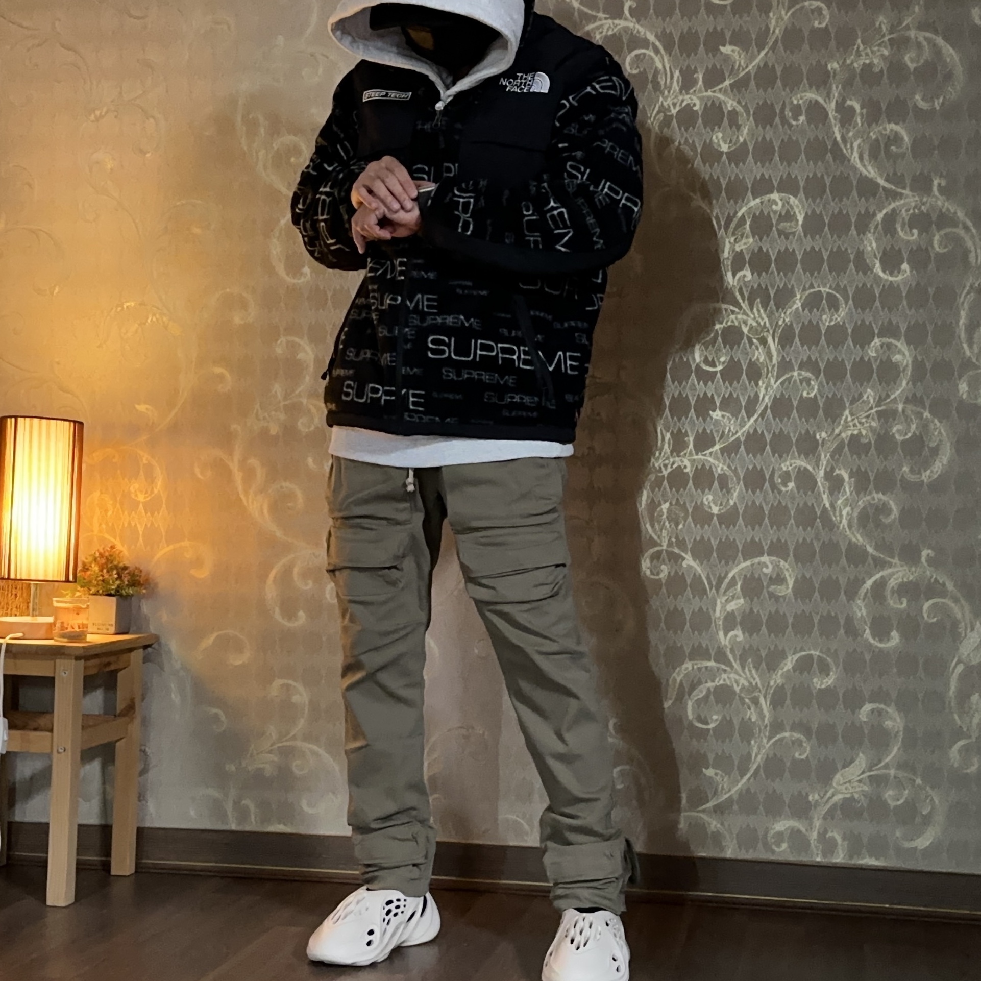 Supreme x The North Face Steep Tech Fleece Jacket Black - 21FW 착용 스타일 - 1