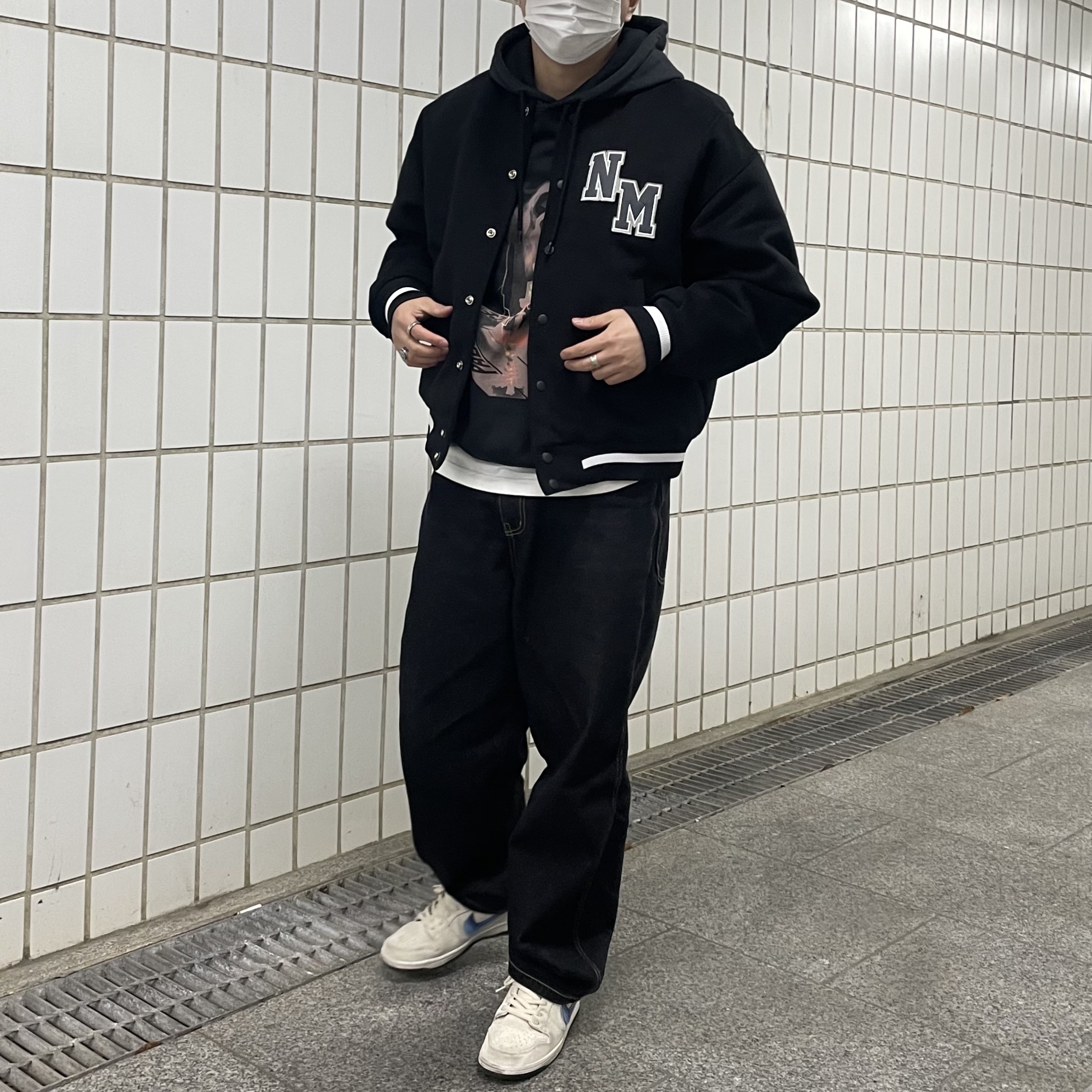 Nike SB Dunk Low Truck It, Palace Spooked Hood Black - 19FW 착용 스타일