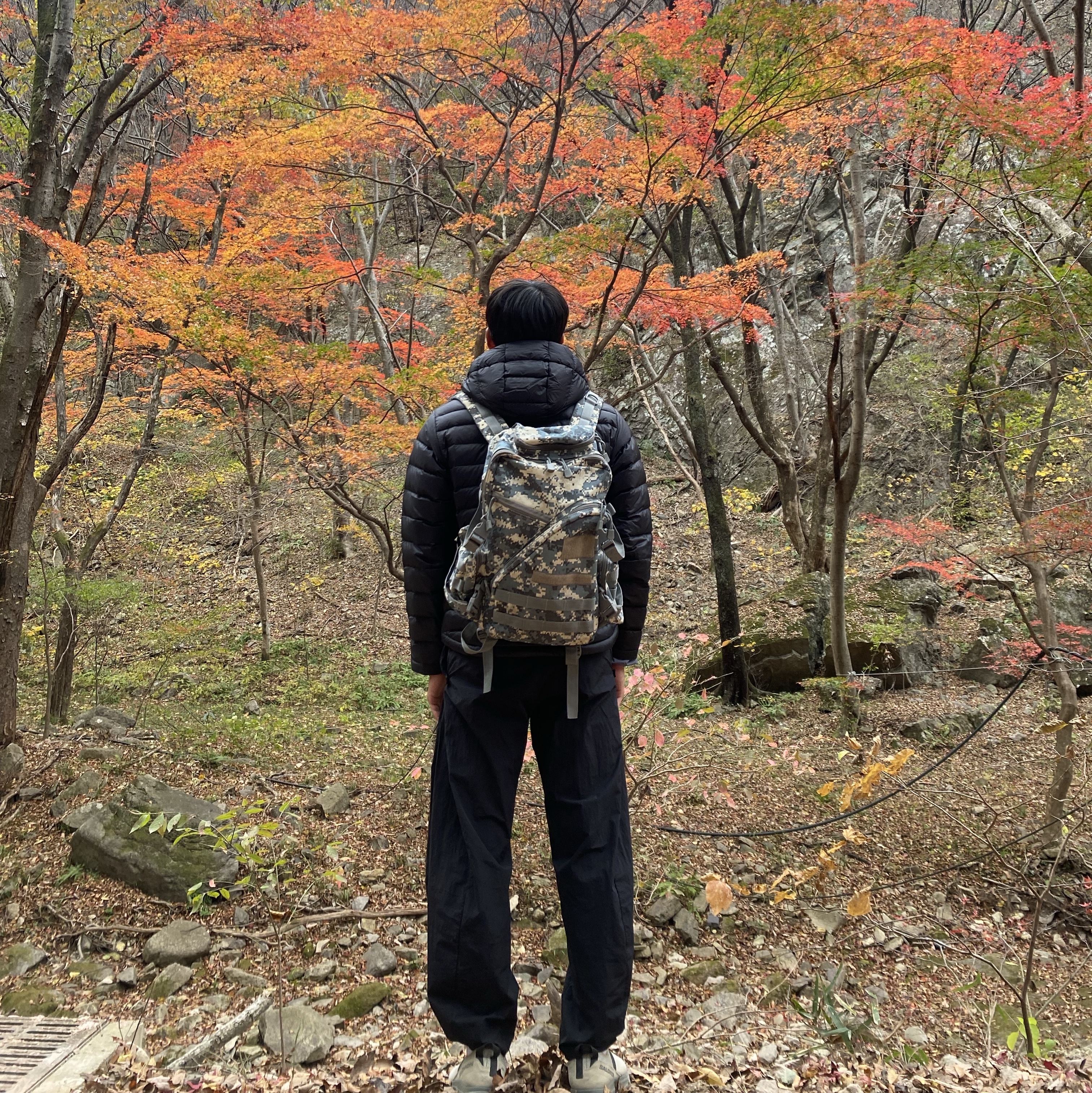 Salomon RX Snug Moss Gray, Sansan Gear Side Snap Pants Black 착용 스타일