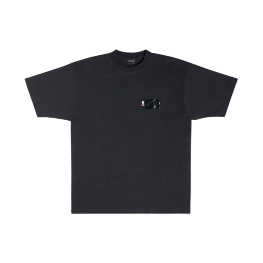 (W) 발렌시아가 개퍼 티셔츠 라지 핏 블랙