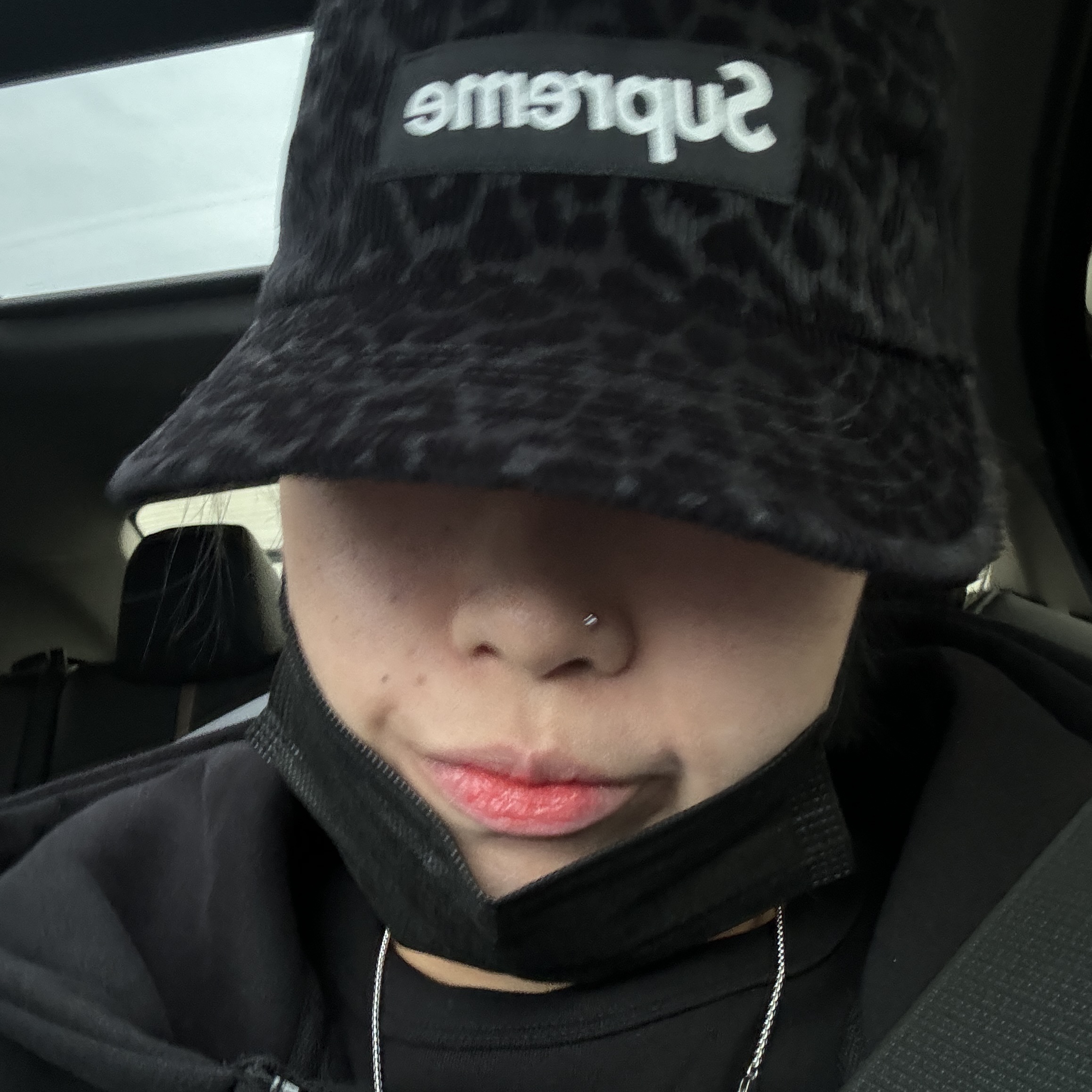 Supreme Leopard Corduroy Camp Cap Black - 23FW 착용 스타일 - 2
