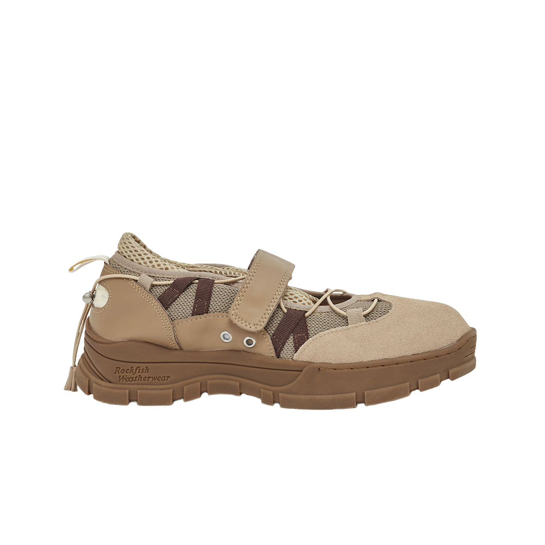 (W) 락피쉬웨더웨어 x 글로니 브린 벨크로 스니커즈 베이지((W) Rockfishweatherwear x Glowny Bryn Velcro Sneakers Beige)