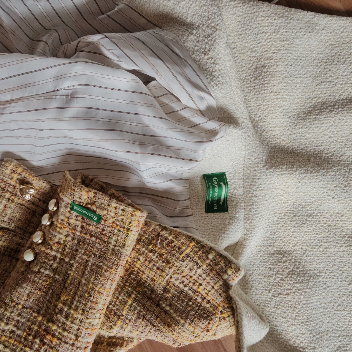 Green Butter Women Gold Multi Button Sailor Tweed Jacket Multi Yellow 착용 스타일 - 3