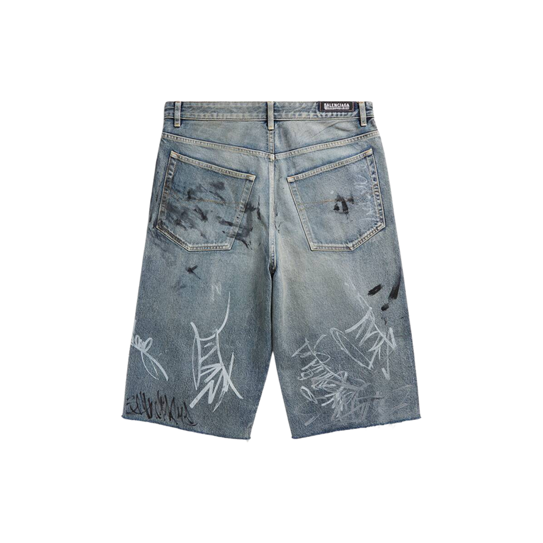 Balenciaga Graffiti Baggy Shorts Light Blue 상세 이미지 2