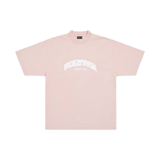 발렌시아가 백 플립 티셔츠 미디움 핏 라이트 핑크