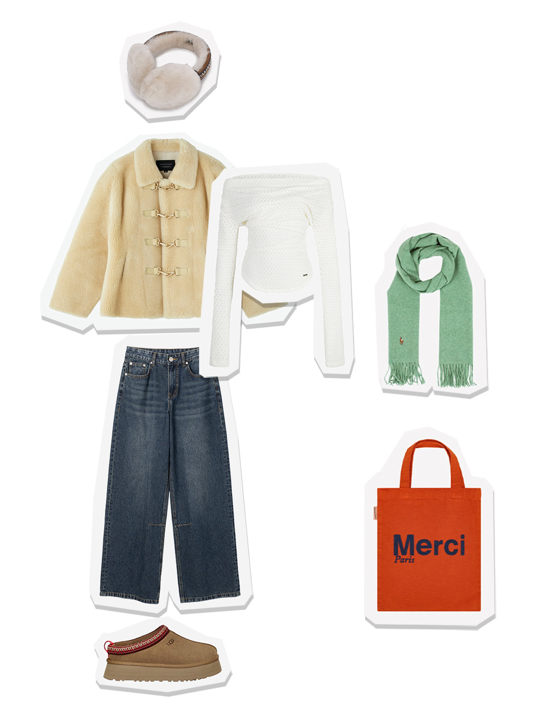 Millo Women Vintage Wide Denim Pants Washed Blue, (W) UGG Tazz Slipper Chestnut 착용 스타일 - 1