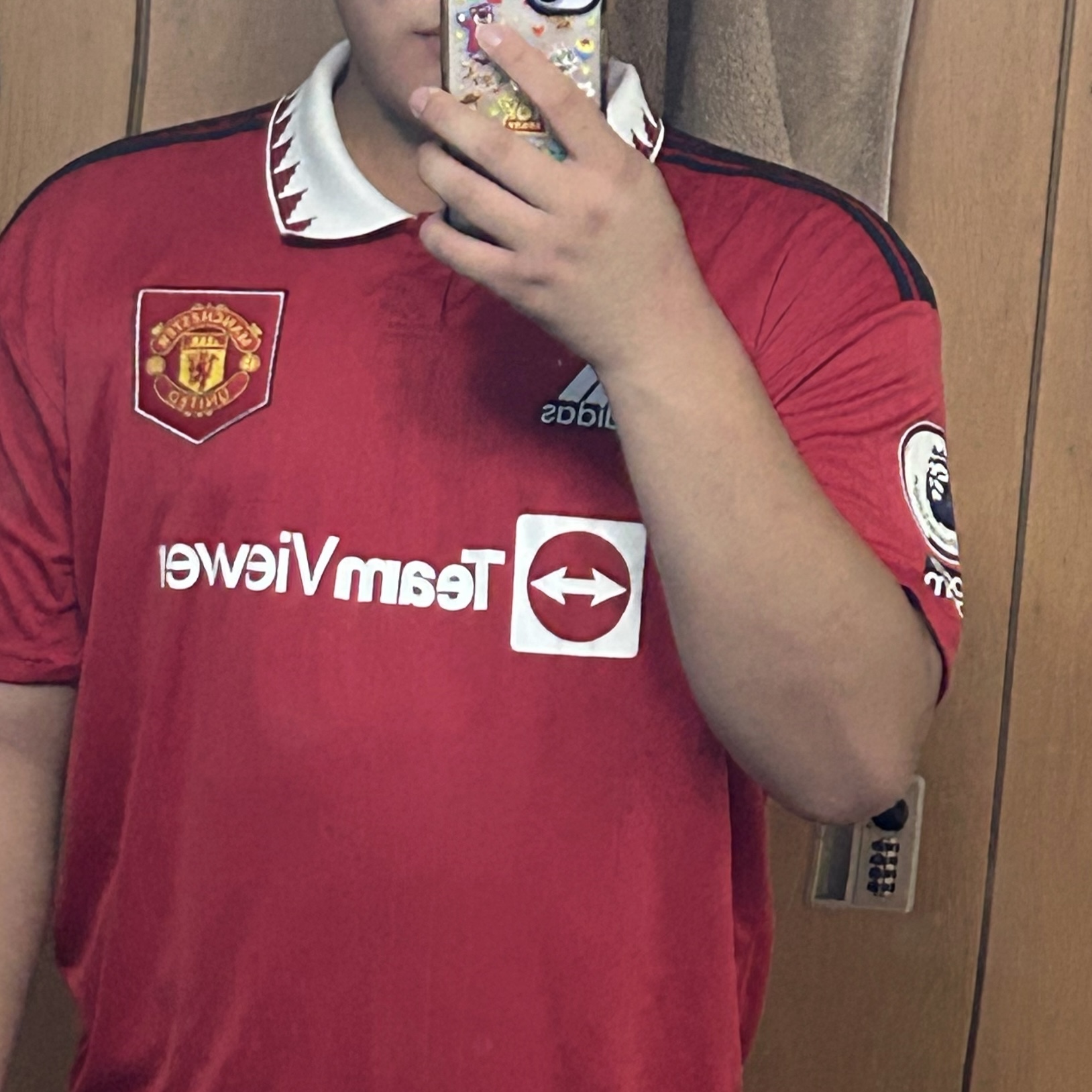 Adidas Manchester United 2022/23 Home Jersey Real Red - US Sizing (Non Marking Ver.) 착용 스타일