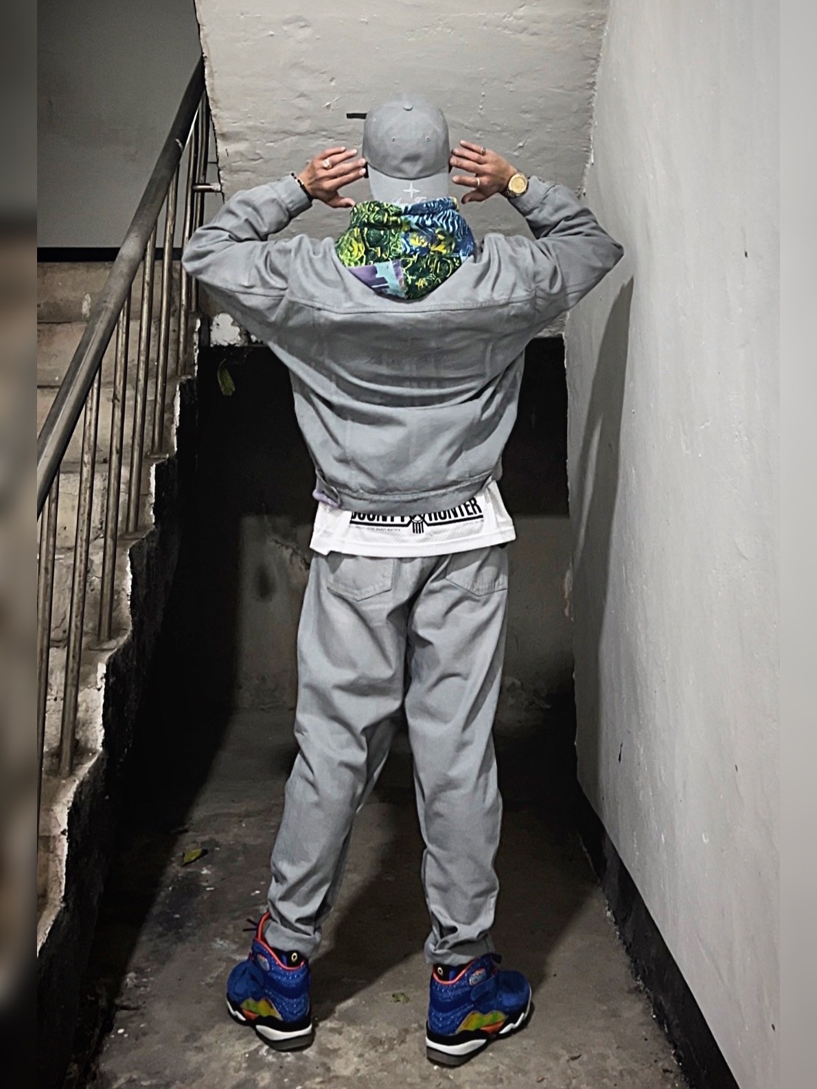 Supreme x Stone Island Denim 6-Panel Reflective - 23FW, Supreme x Stone Island Denim Trucker Jacket Reflective - 23FW 착용 스타일 - 3
