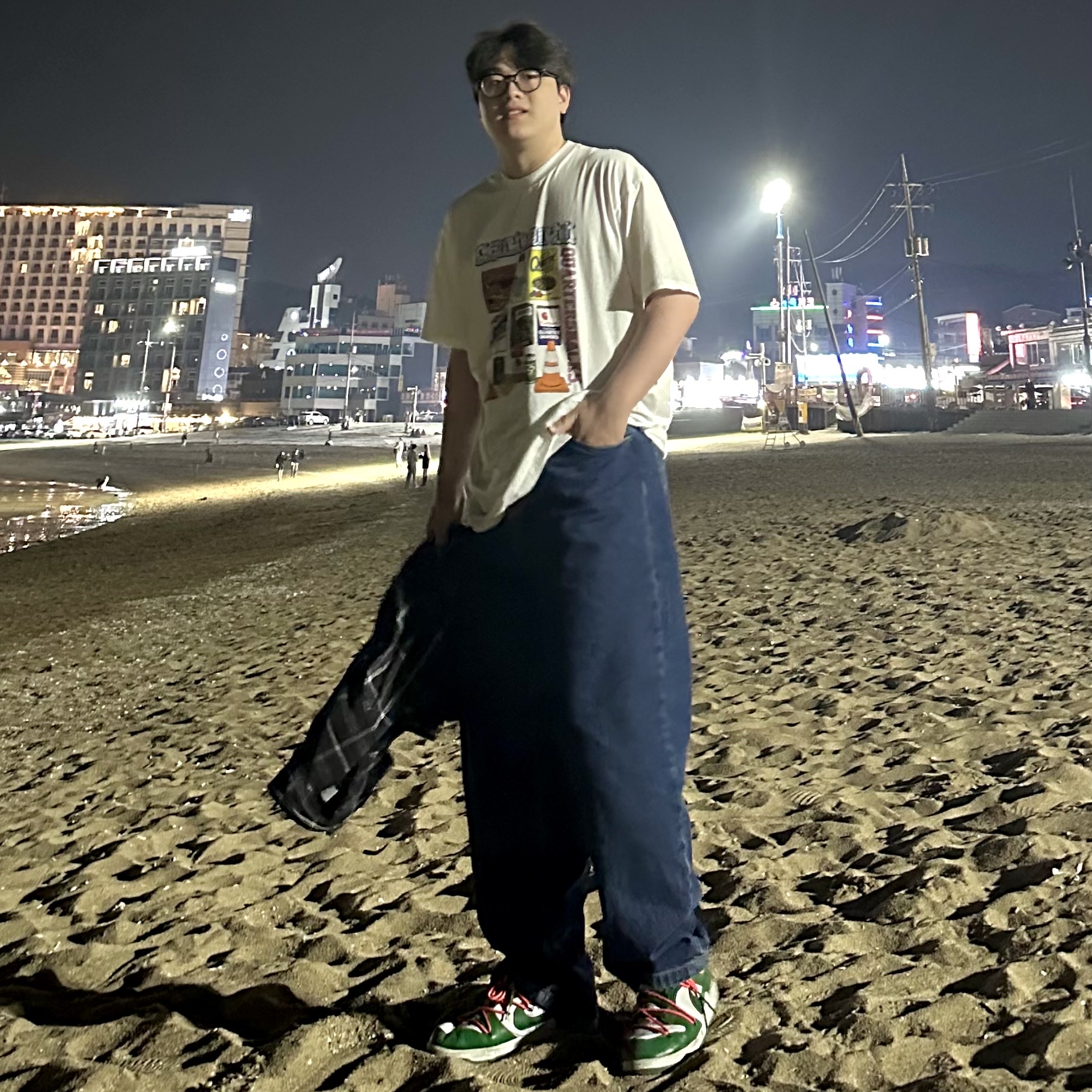 Nike x Off-White Dunk Low Pine Green 착용 스타일