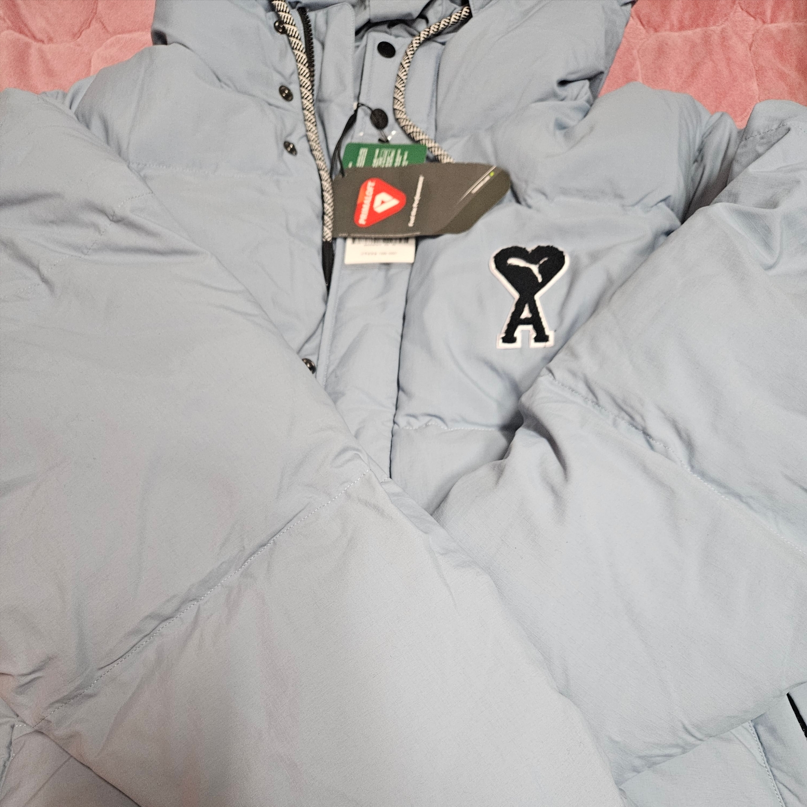 Puma x AMI Puffer Jacket Faded Denim 착용 스타일