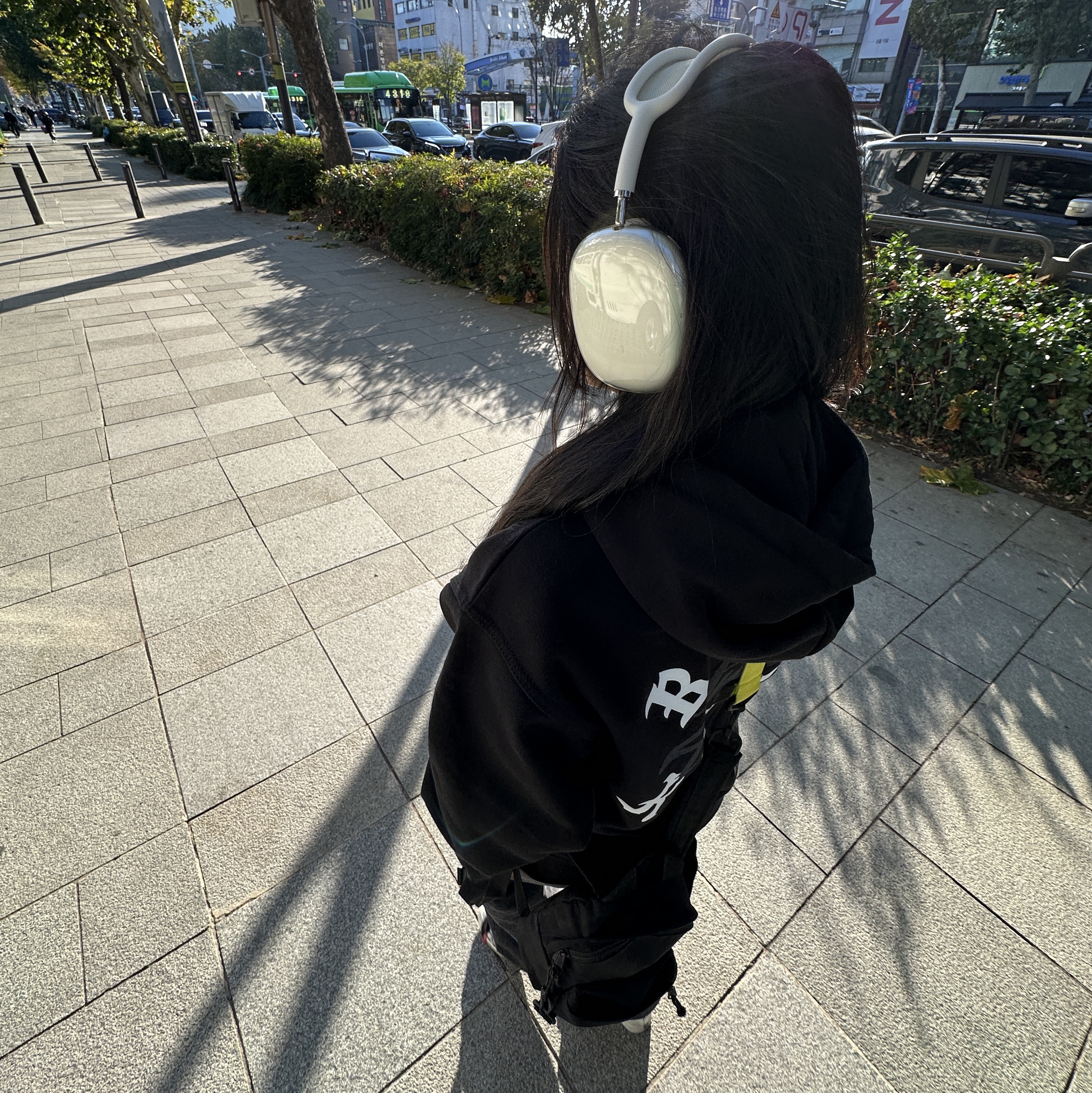 Apple AirPods Max Lightning Silver (Korean Ver.), Stussy x Born X Raised Logo Zip Hoodie Black 착용 스타일 - 1