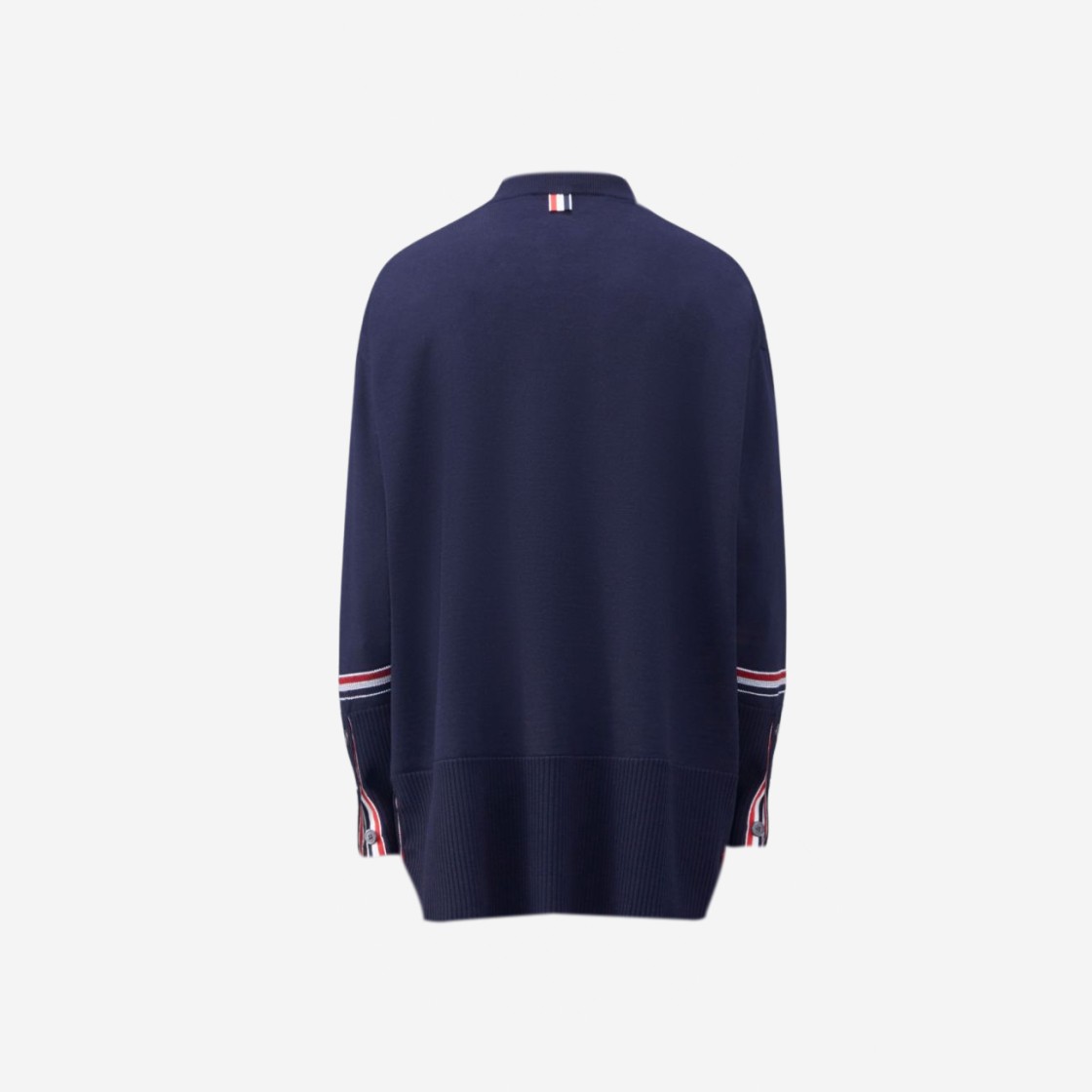 Merino Stripe Jacquard Exaggerated Crew Neck Pullover