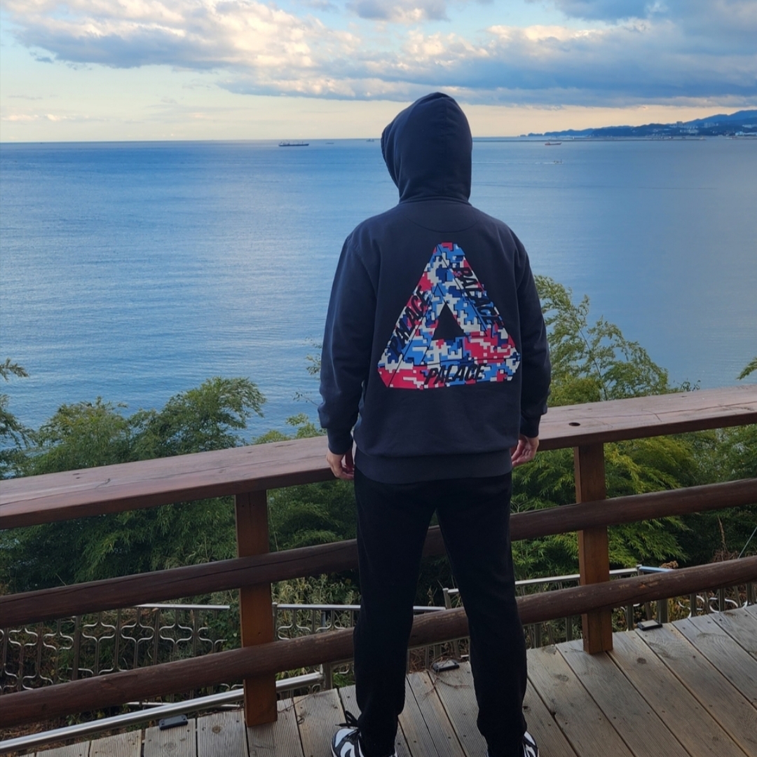 Palace Tri-Digi Hood Navy - 22FW 착용 스타일 - 1