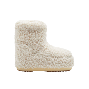 (W) Moon Boot Icon Low Faux Curly Boots Cream