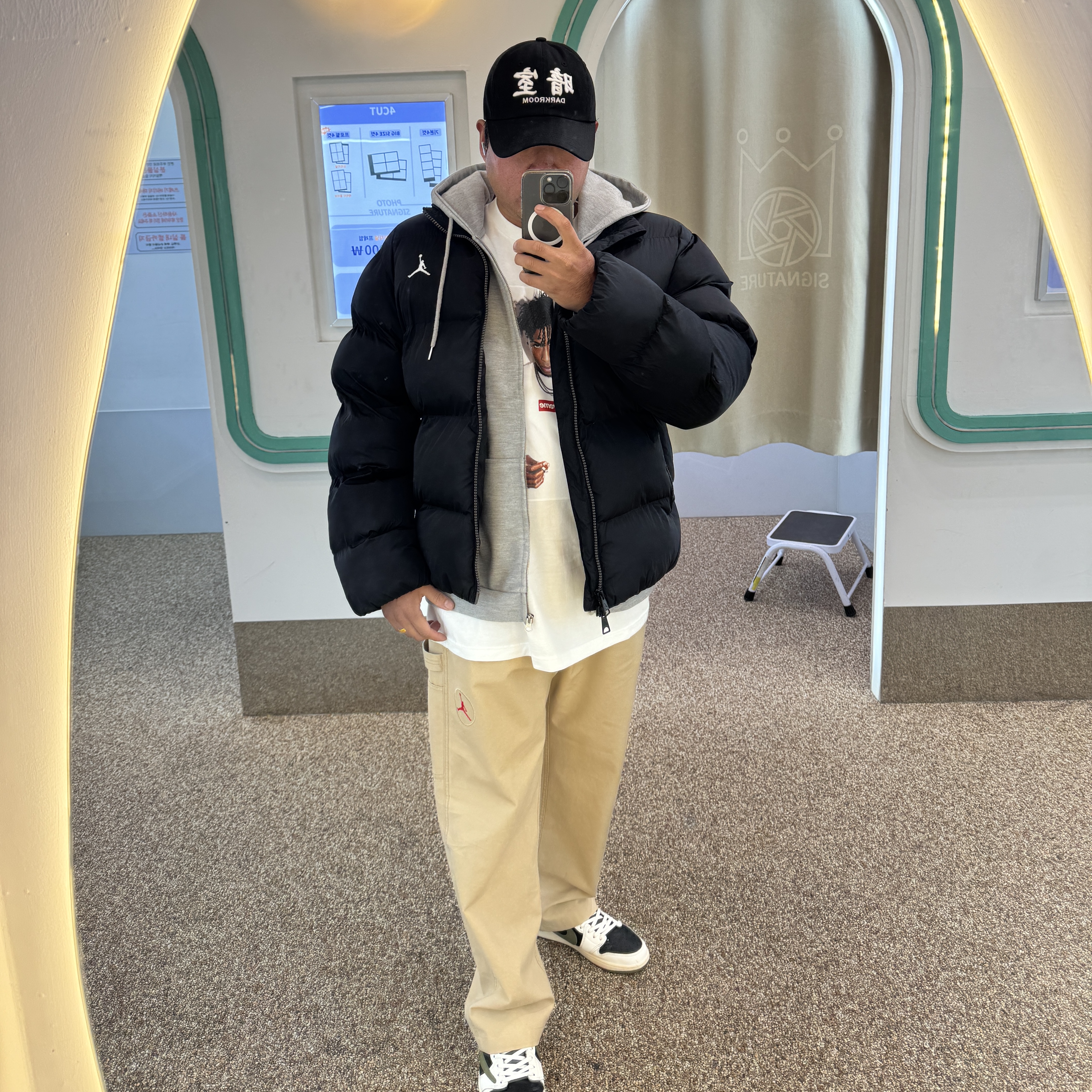 (W) Jordan 1 x Travis Scott Retro Low OG SP Medium Olive, Jordan x Travis Scott Canvas Pants - US/EU 착용 스타일 - 1