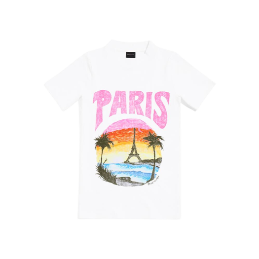 (W) 발렌시아가 파리 트로피칼 티셔츠 피티드 화이트