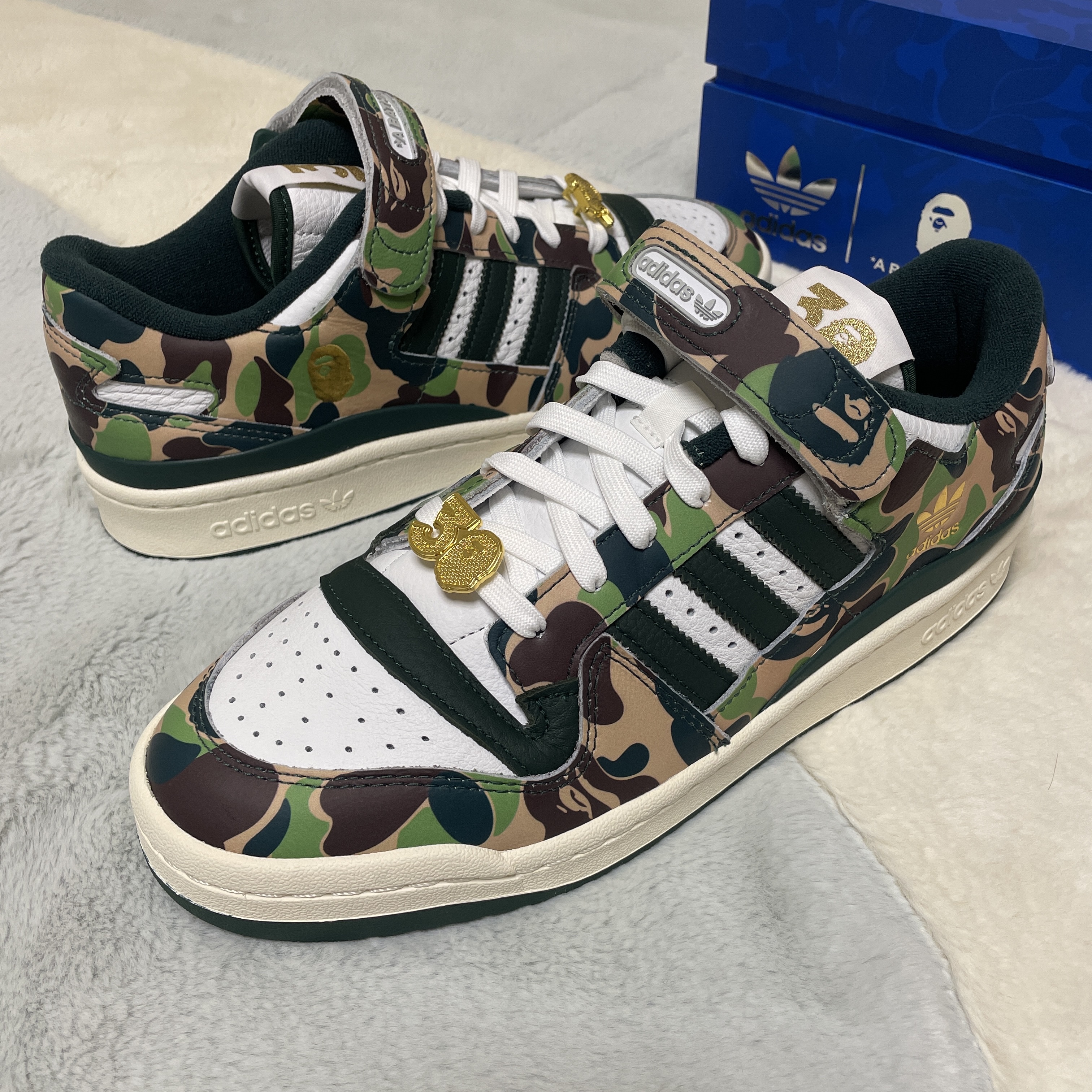 Adidas x BAPE Forum 84 Low Green Camo 착용 스타일