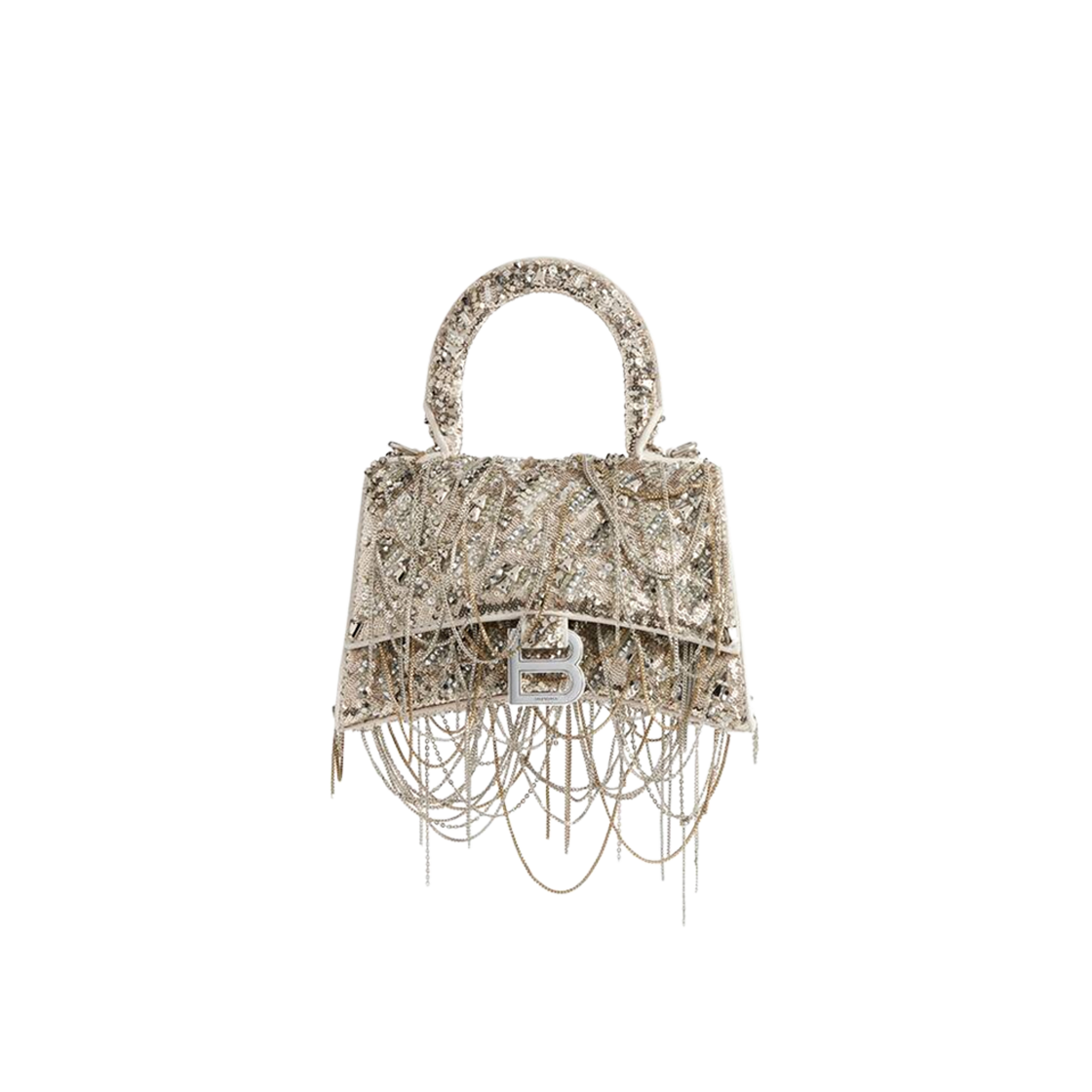 Balenciaga Hourglass XS Handbag With Chaim Embroidery Beige 상세 이미지 1