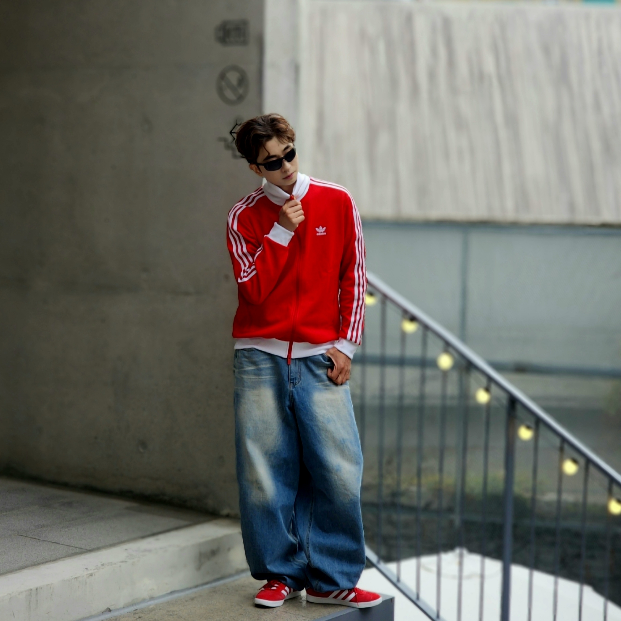 Adidas Gazelle Power Red, Adidas Adicolor Classic Beckenbauer Track Top Better Scarlet White - KR Sizing 착용 스타일 - 9
