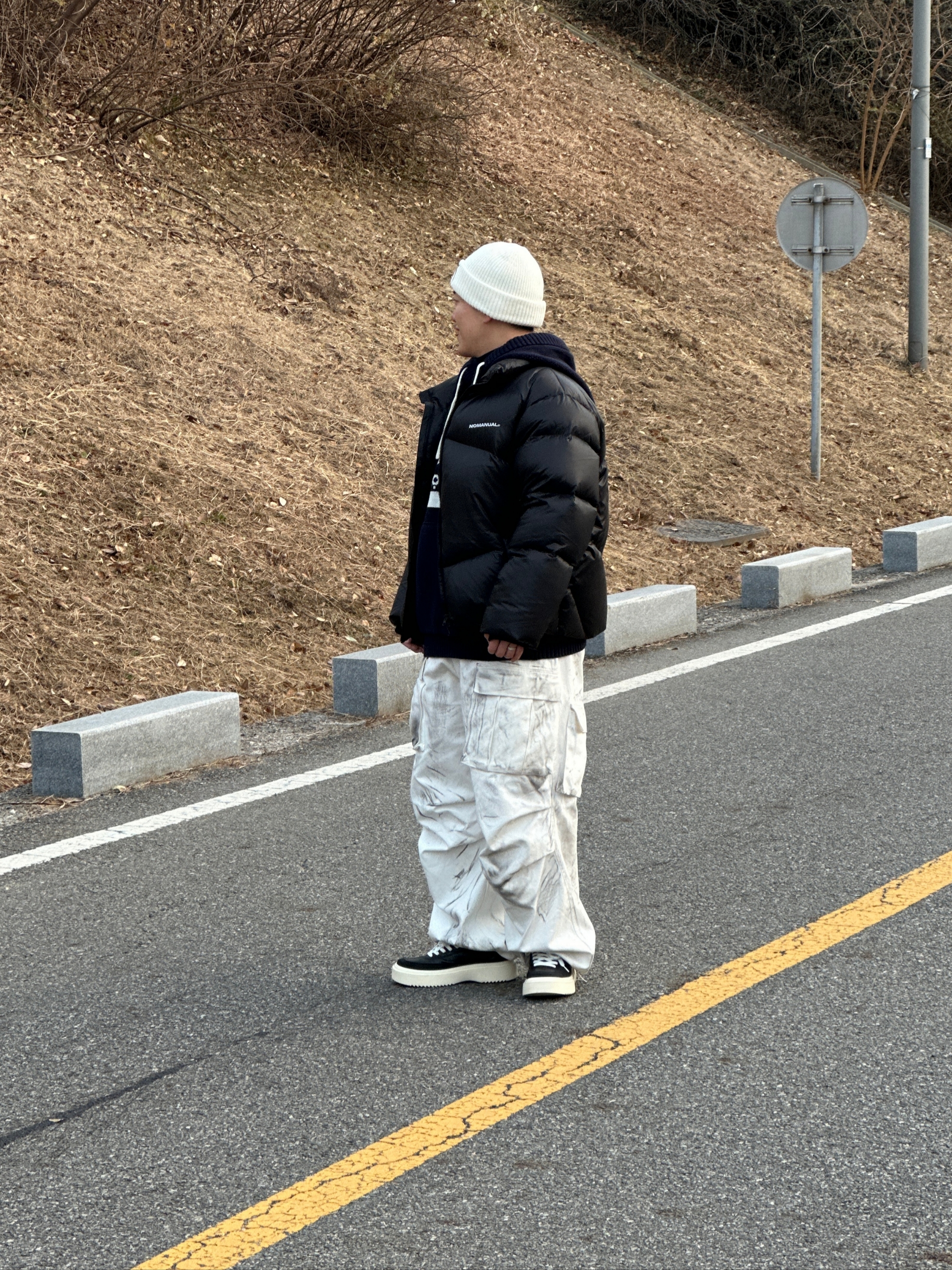 Nos Couleurs 01 Cargo Pants Dirty Washing 착용 스타일 - 6