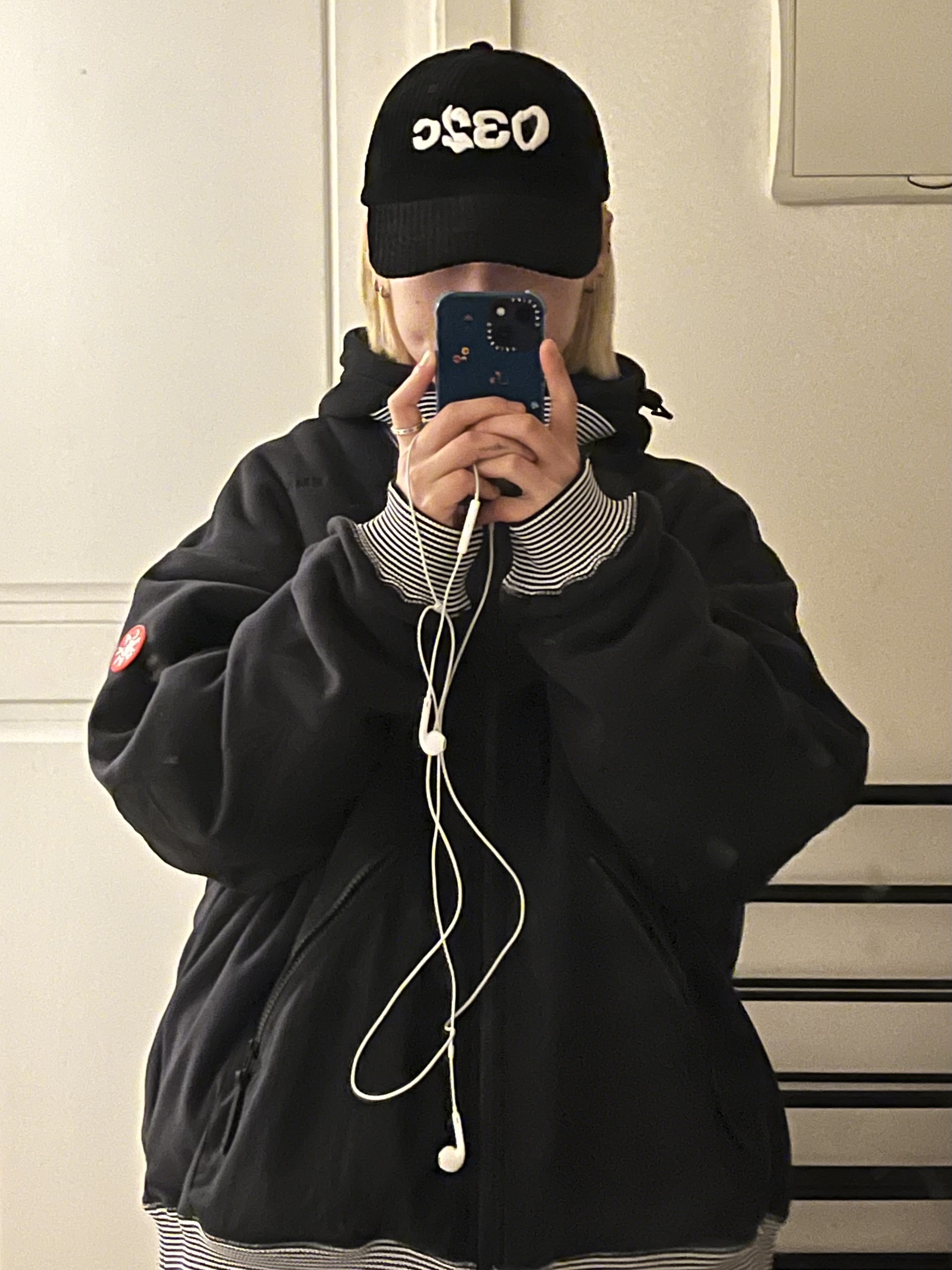 Cav Empt Fleece Zip Up Black - 23FW 착용 스타일