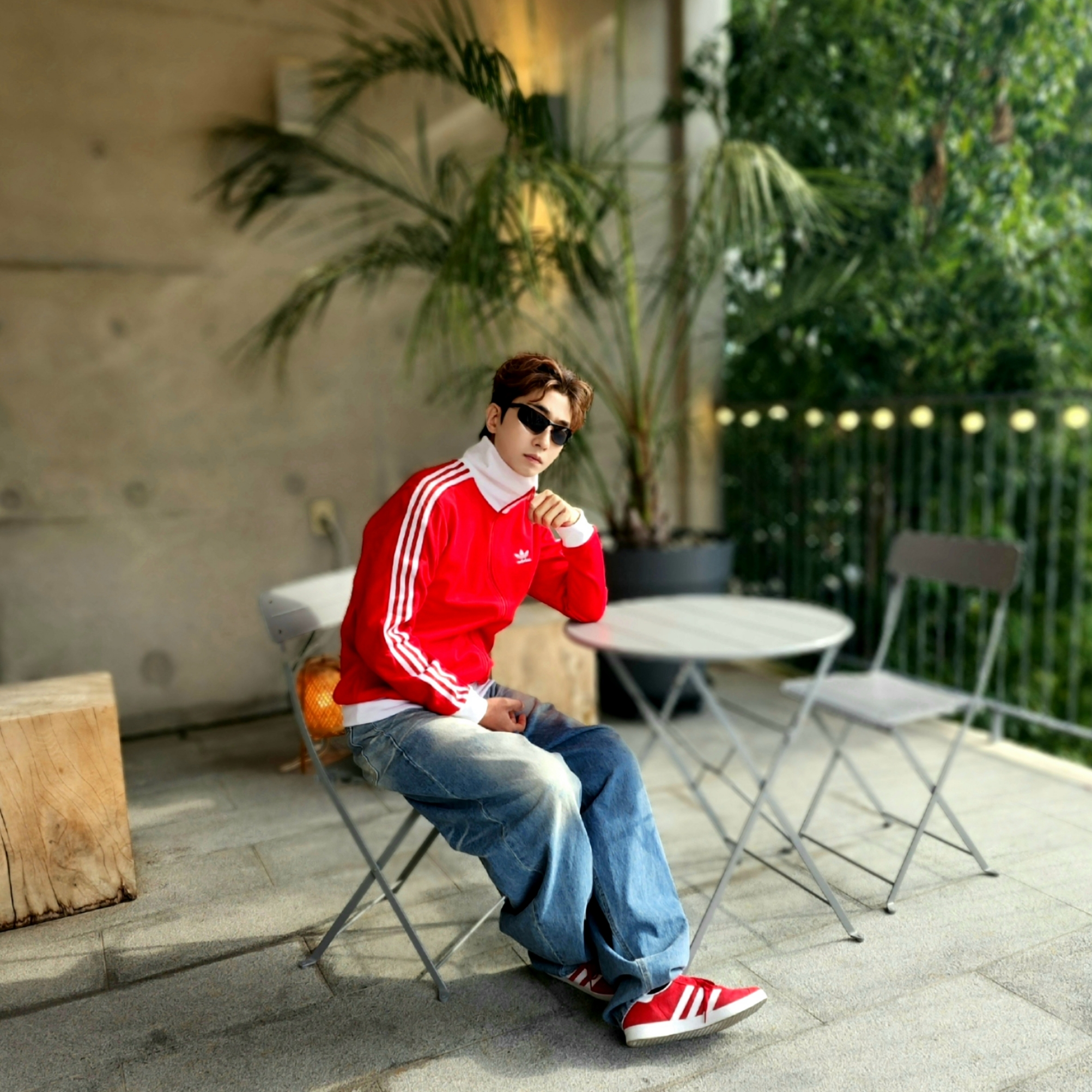Adidas Gazelle Power Red, Adidas Adicolor Classic Beckenbauer Track Top Better Scarlet White - KR Sizing 착용 스타일 - 3