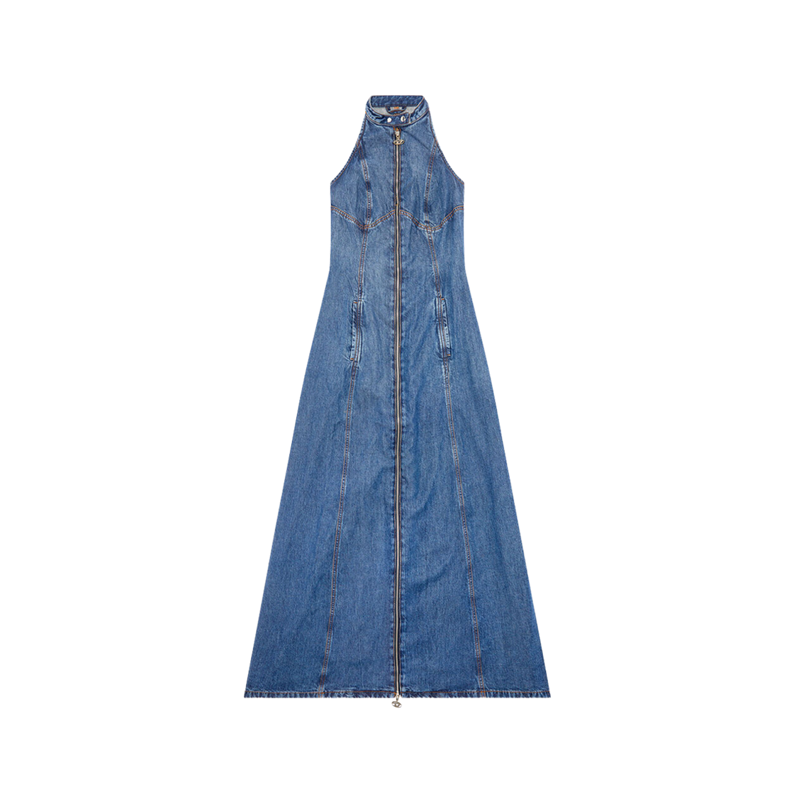 (W) Diesel Long Dress Light Denim Medium blue 상세 이미지 1