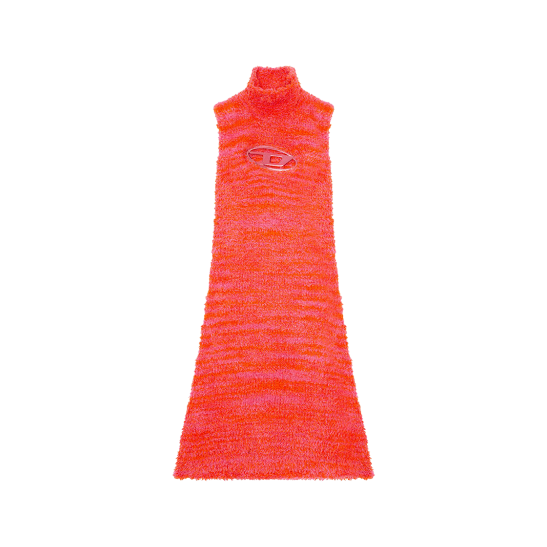 (W) Diesel Fluffy Dress with Oval D Plaque Orange Pink 상세 이미지 1