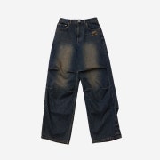 The Museum Visitor Two Tuck Denim Baggy Pants Yellow Blue