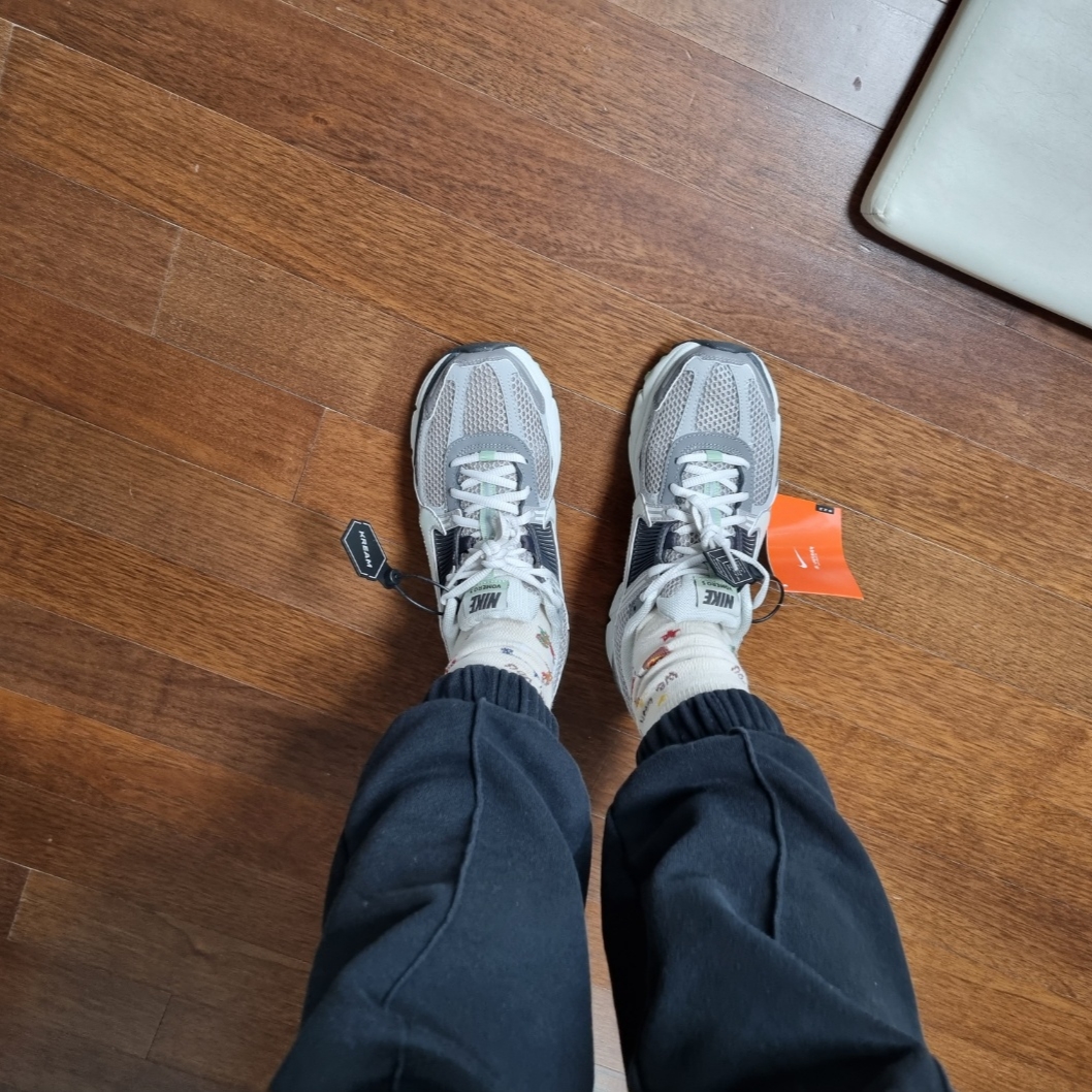 (W) Nike Zoom Vomero 5 Cobblestone and Flat Pewter 착용 스타일