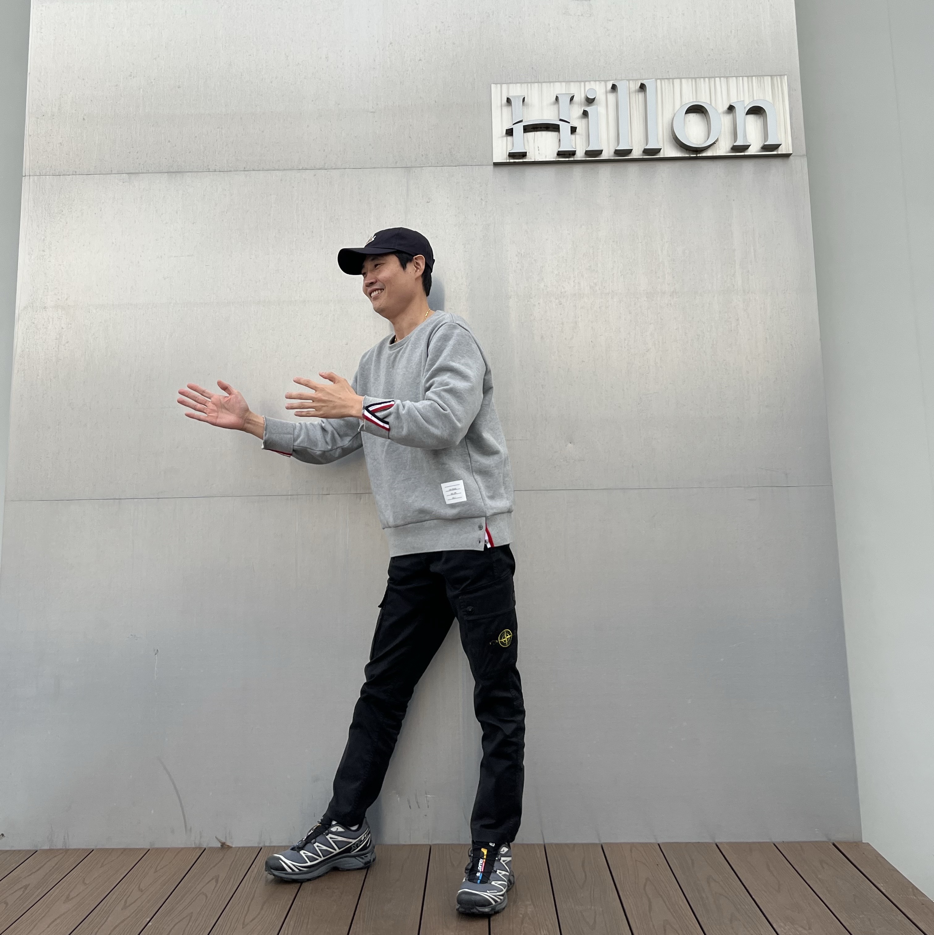 Arc'teryx Atom LT Hoody Canvas, Maison Kitsune Dressed Fox 6P Cap Navy 착용 스타일 - 2