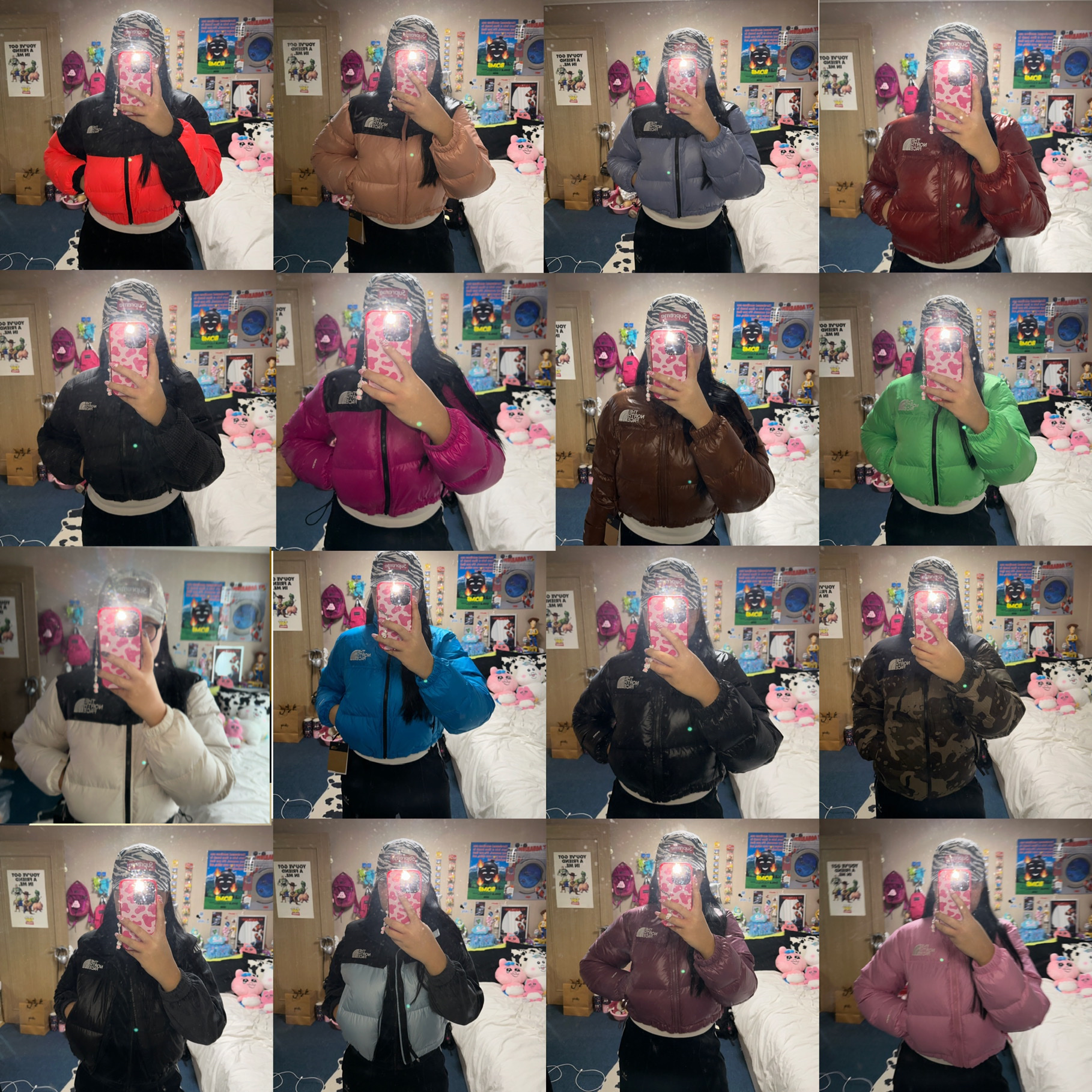 (W) The North Face Phlego Synthetic Insulated Jacket Brilliant Coral Black, (W) The North Face Nuptse Short Jacket Rose Tan 착용 스타일