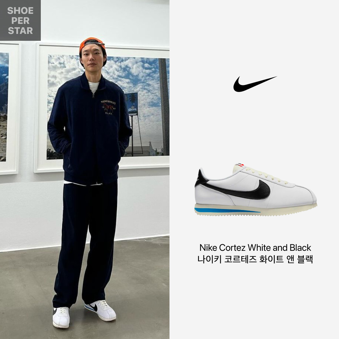 Nike Cortez White and Black 착용 스타일 - 1