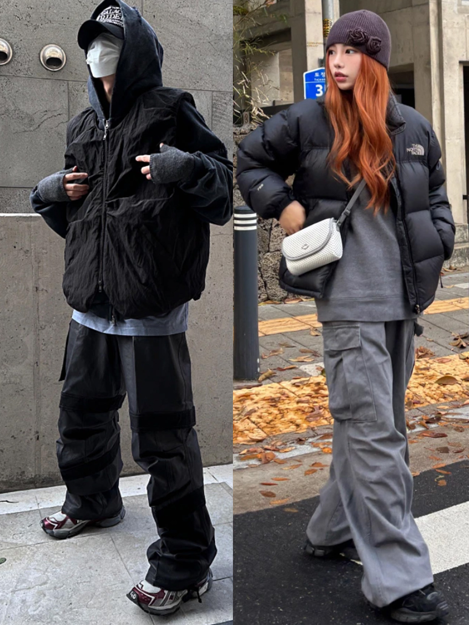 Stussy Sherpa Reversible Vest Black, Nonnod Puckering Padded Vest Matt Black 착용 스타일 - 2