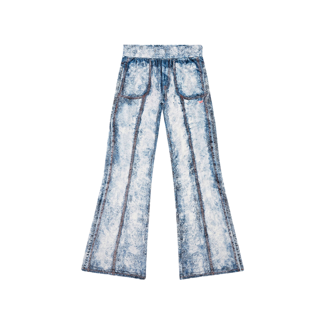 (W) Diesel Track Pants with Denim Print Light Blue 상세 이미지 1