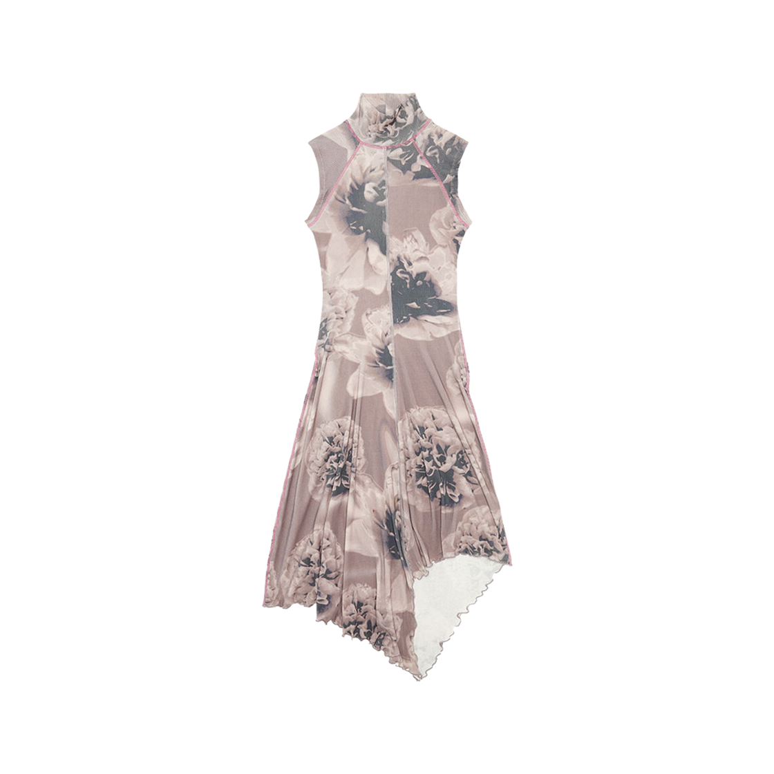 (W) Diesel Asymmetric Midi Dress with Floral Print Lilac 상세 이미지 1