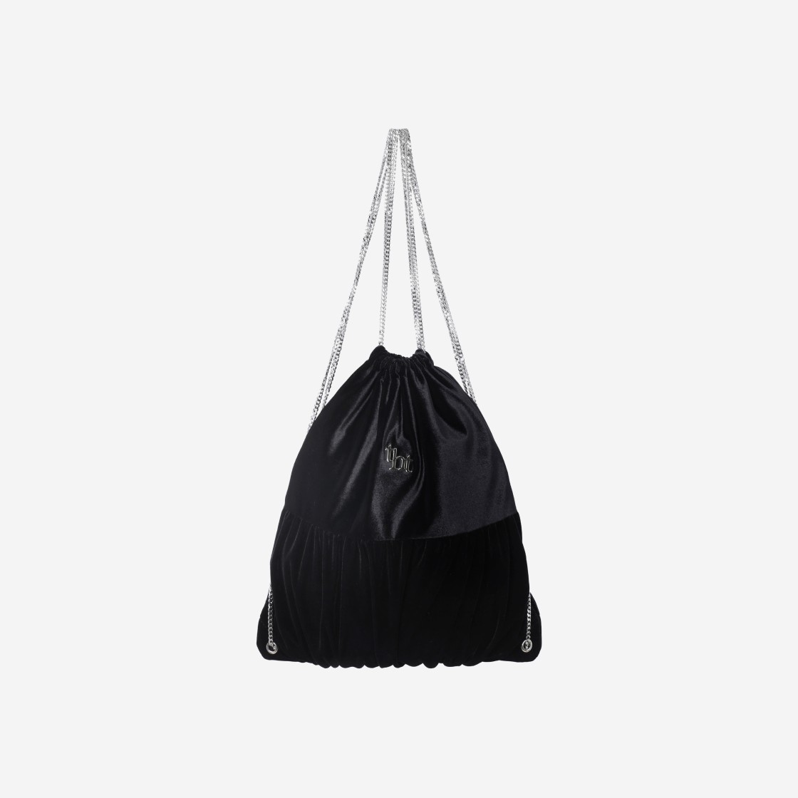 Threetimes Velvet Chain Backpack Black 상세 이미지 1